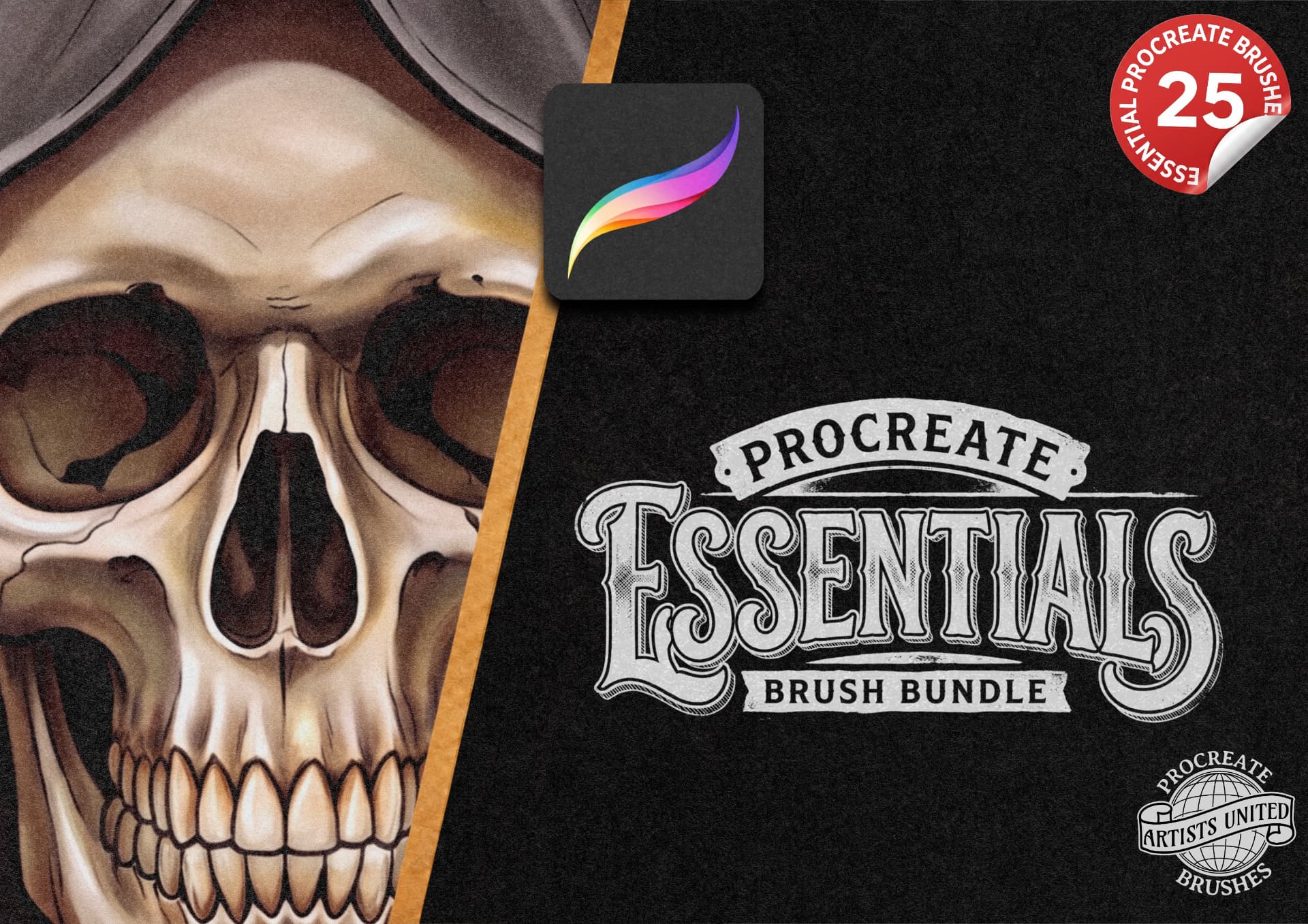 Procreate Essentials brush bundle — 25 free drawing brushes by Inkbundles