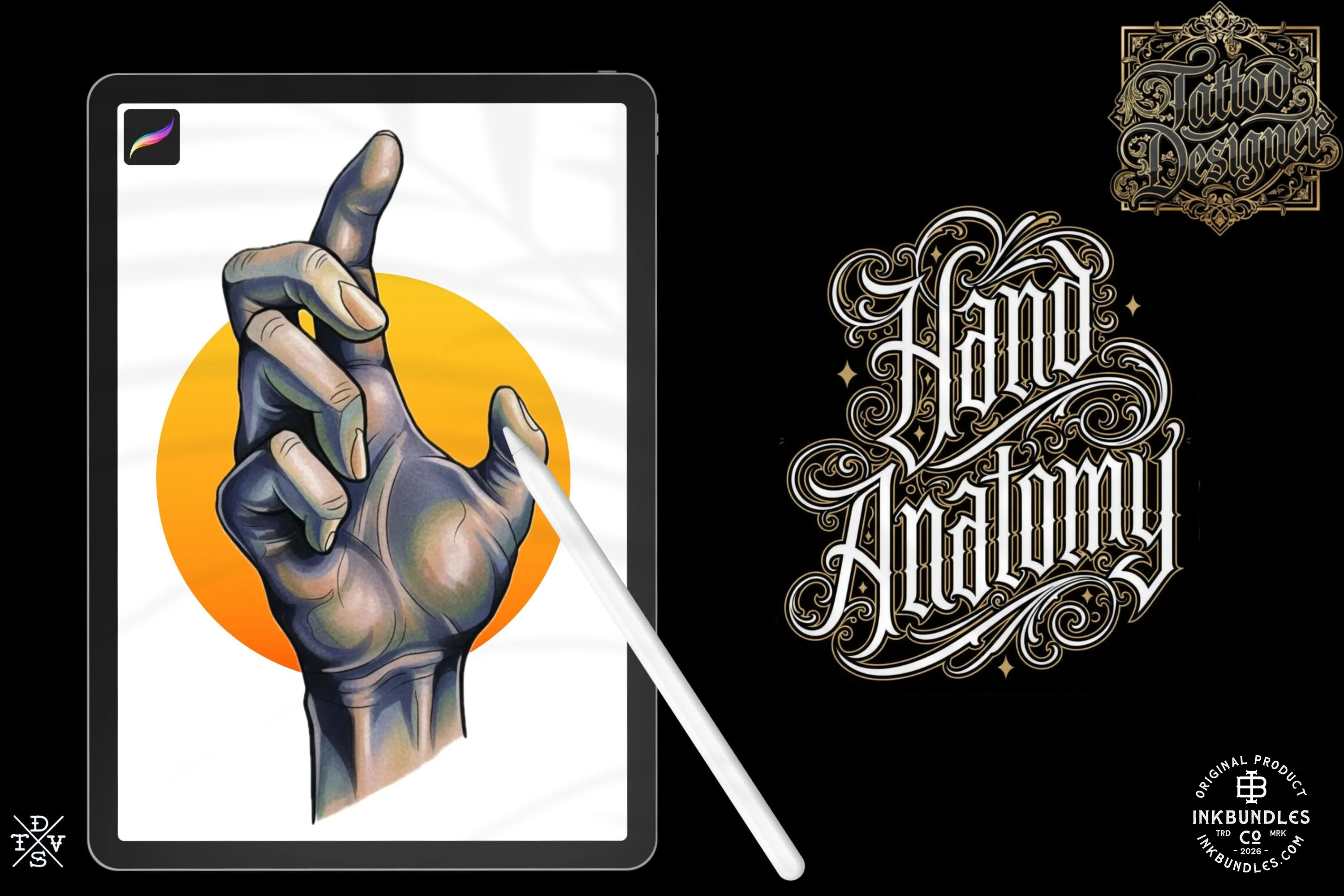 Procreate Hand Reference Stamps: 150+ Designs (Digital Download)