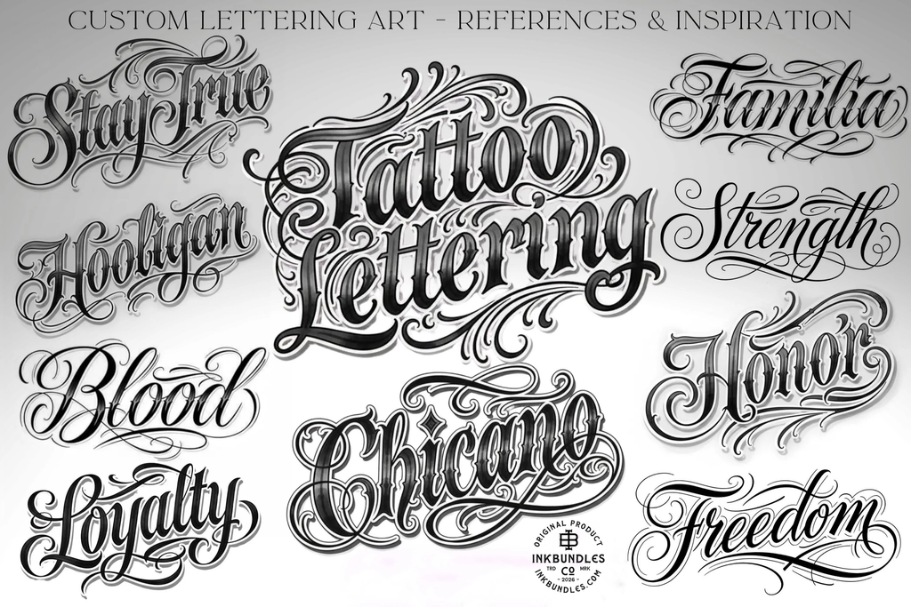 Chicano Text Designs & Lettering kit, Procreate Stamp Brushes (Digital Download)