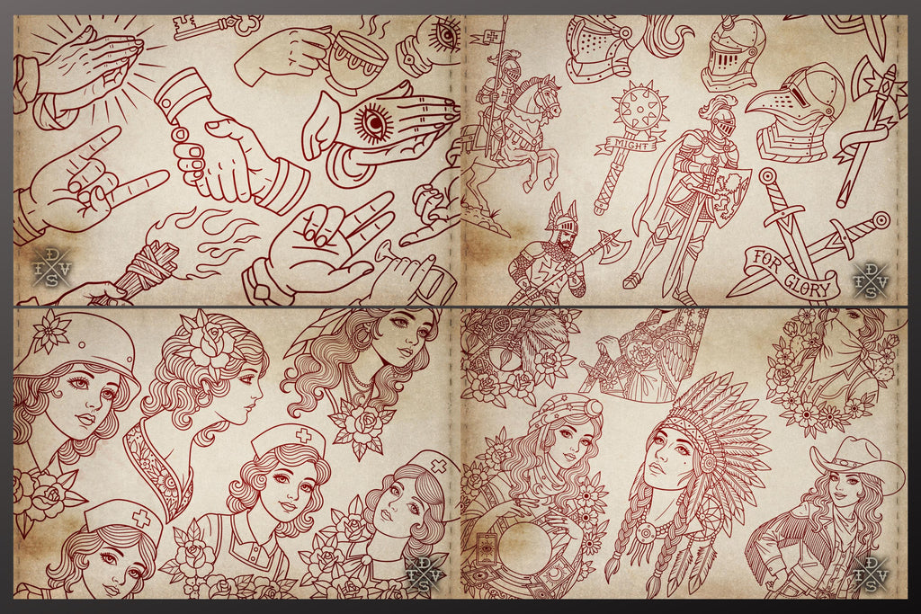 Traditional Tattoo Art vol.3 - custom art, digital download Procreate Stencils