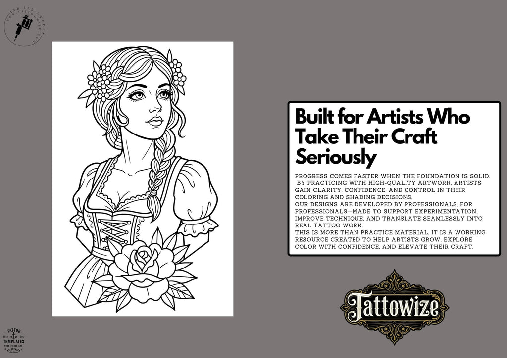 PDF, Tattoo Flash–Based Coloring Exercises vol.1 (Digital Download) 100 pages