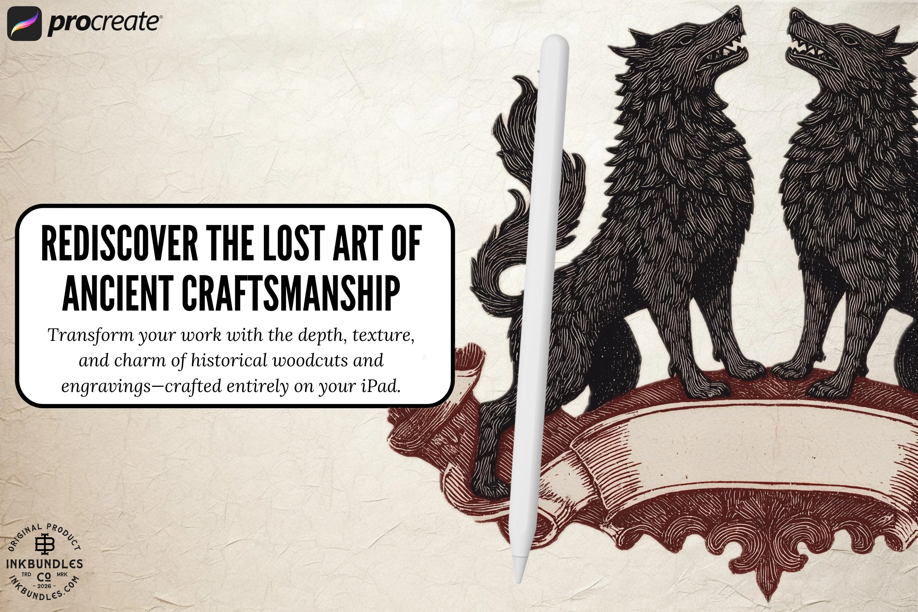 Medieval Ink Procreate Brushes: Old World Woodcut & Engraving Textures (200+ Custom Brushes) - (Digital Download)