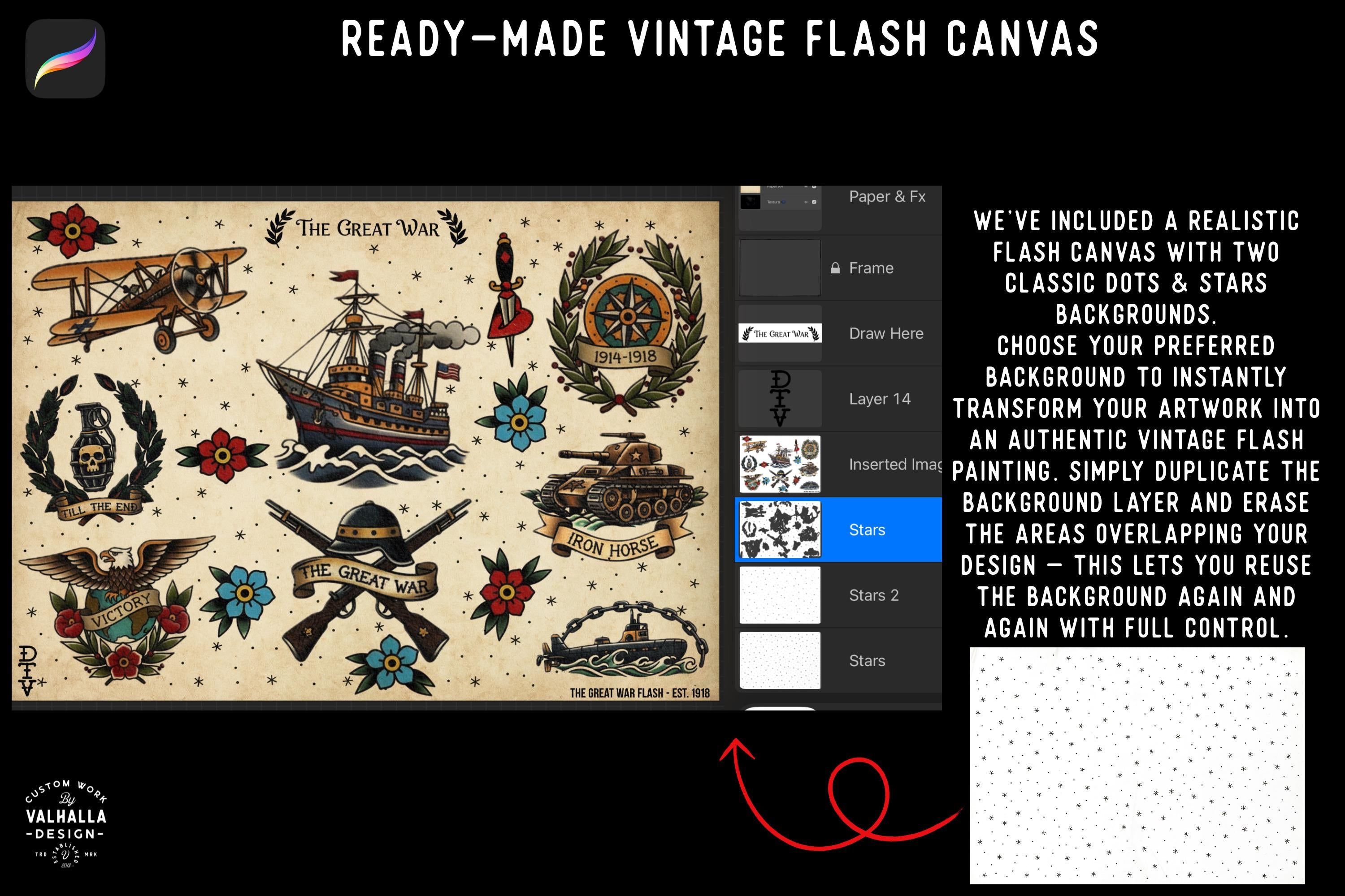 War Tattoo Stencils, 150+ designs, Procreate WW1 Art (Digital Download)
