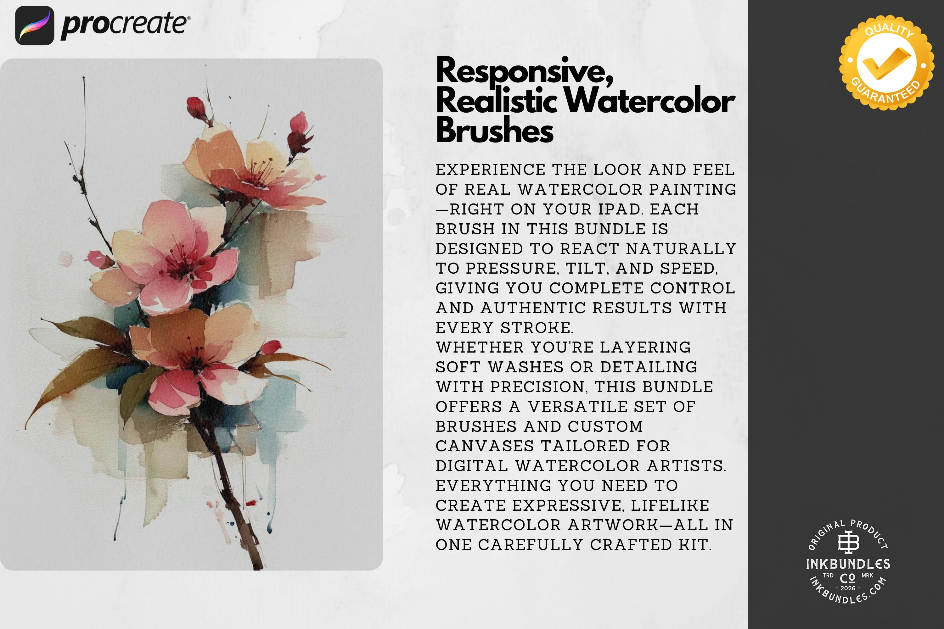 Procreate Watercolor Brush Set: AquaSoft + Studio, Realistic Canvas Textures (Digital Download)