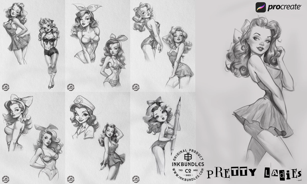 Pretty Ladies / Tattoo flash PDF book (Digital Download)