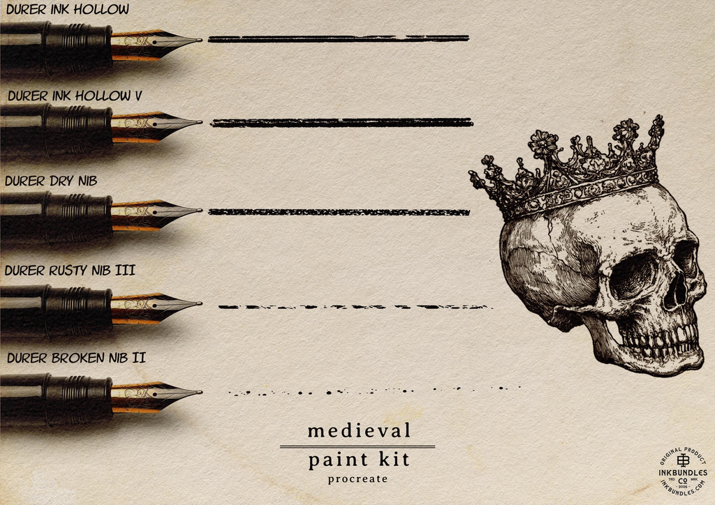 Procreate, Medieval Ink ~ 235+ custom made brushes inspired by the dark ages (Digital Download)