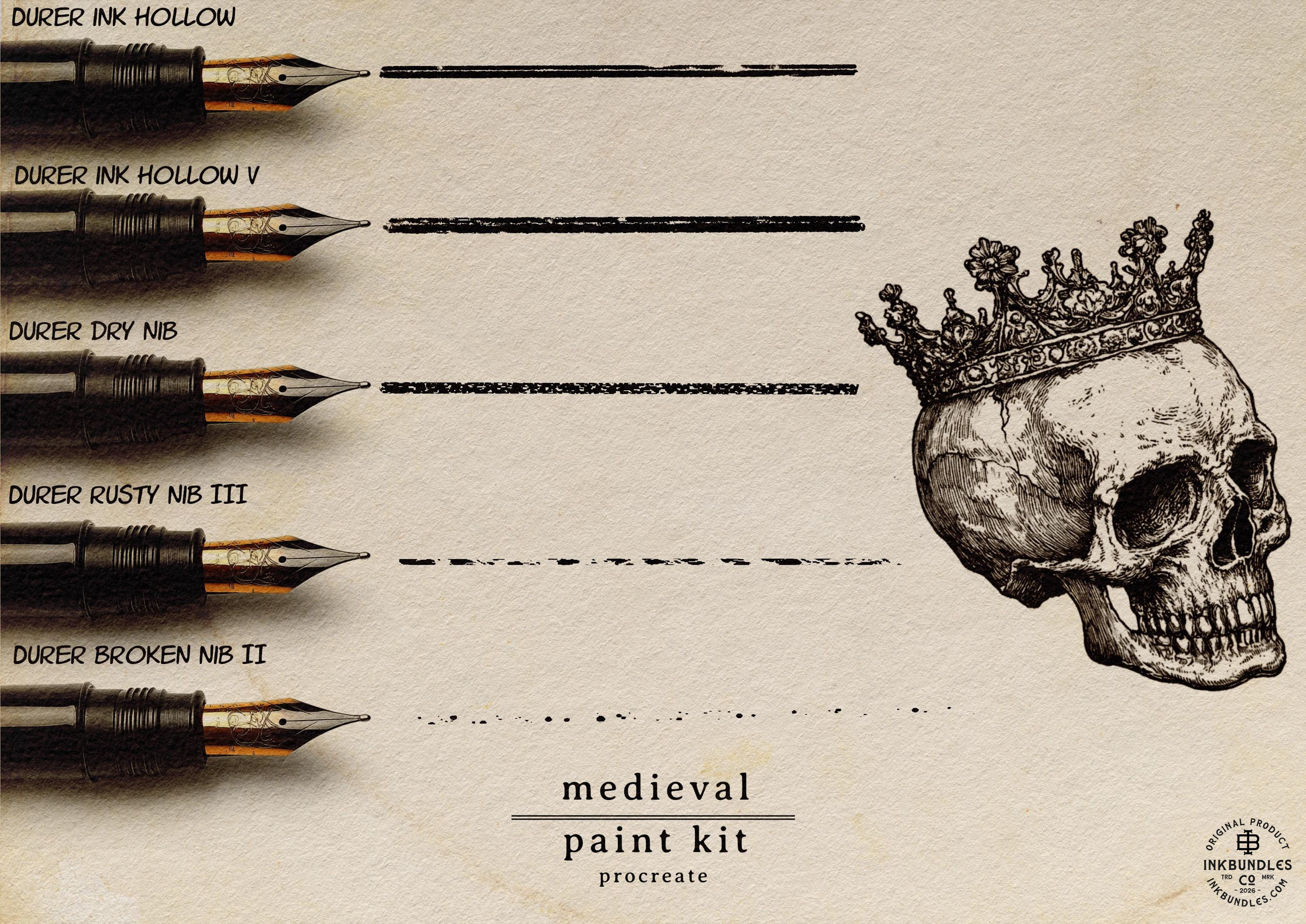 Procreate, Medieval Ink ~ 235+ custom made brushes inspired by the dark ages (Digital Download)