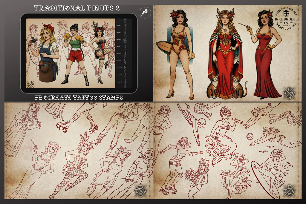 Traditional Tattoo Art vol.3 - custom art, Procreate Stencils (Digital Download)