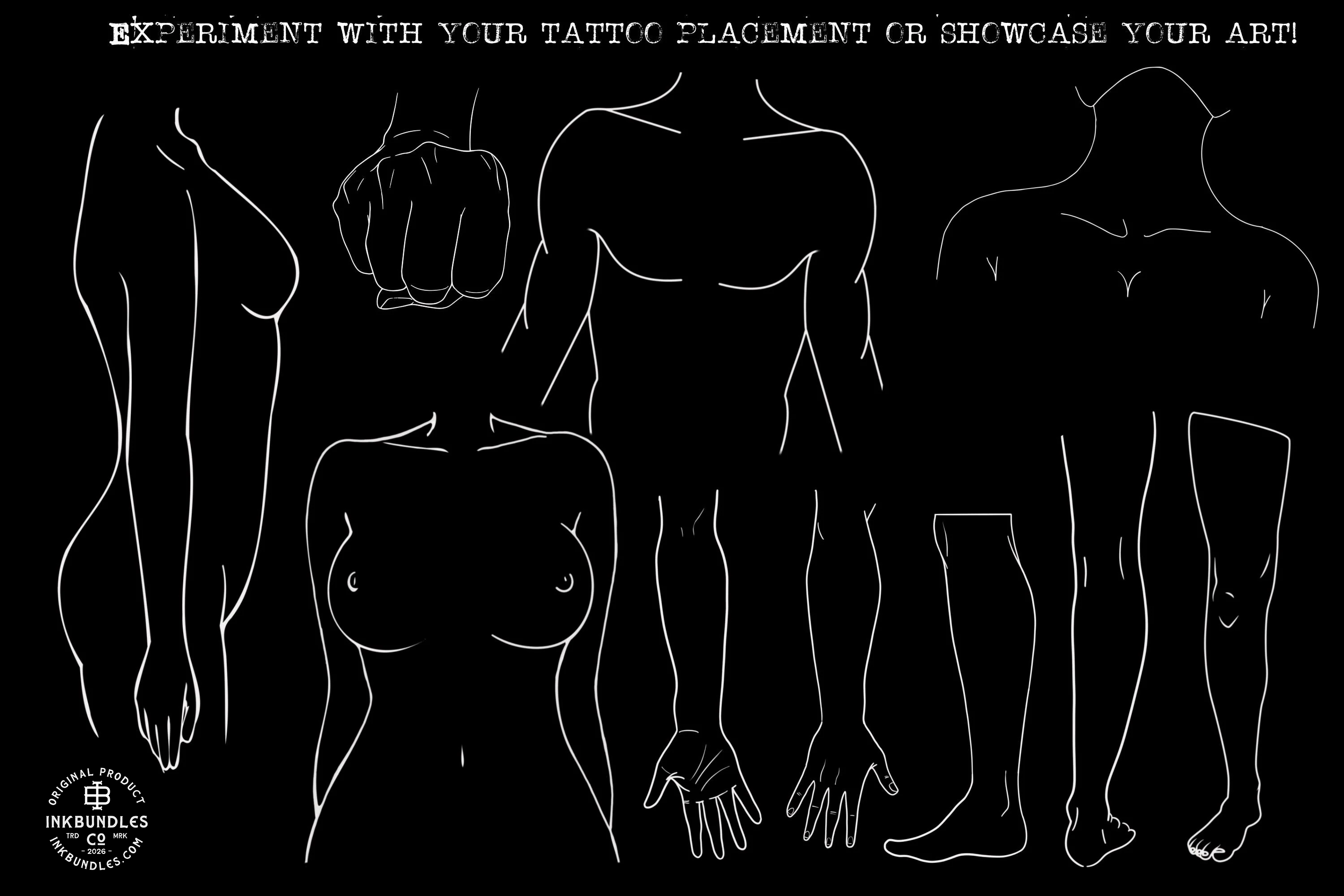 Body templates / tattoo placement for Procreate (Digital Download)