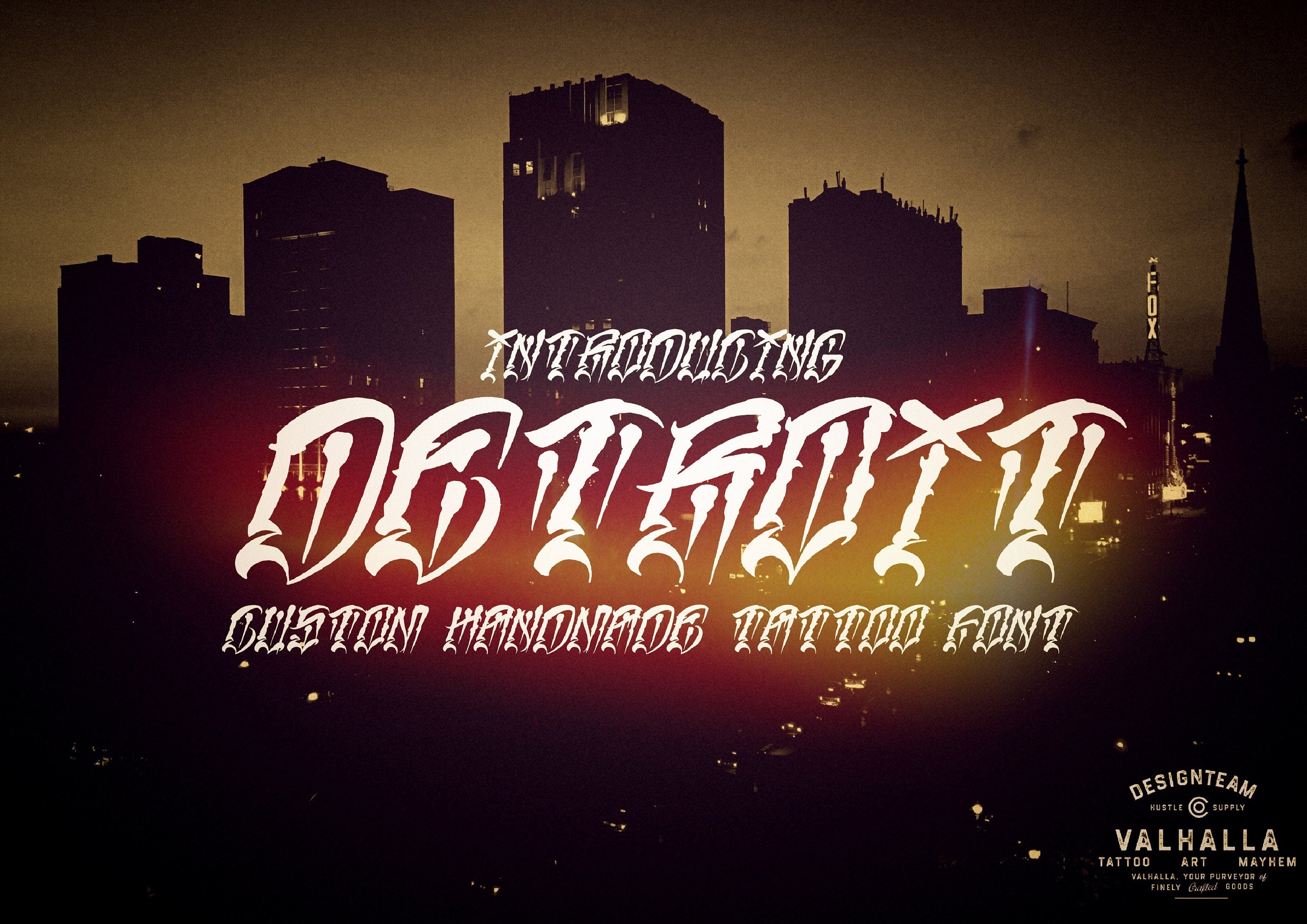 Detroit custom tattoo font