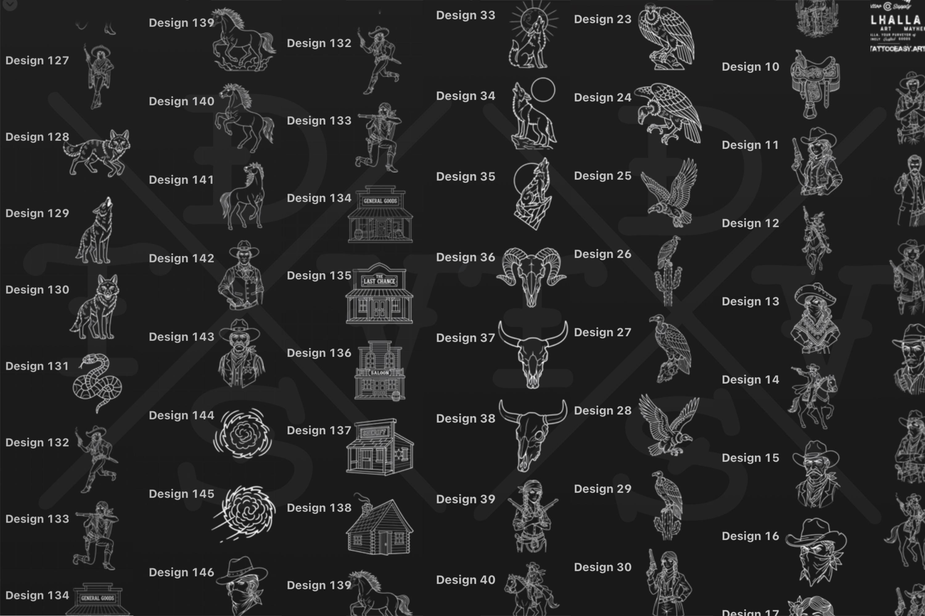 Procreate Tattoo Stamp Brushes, The Wild West (200 Designs)