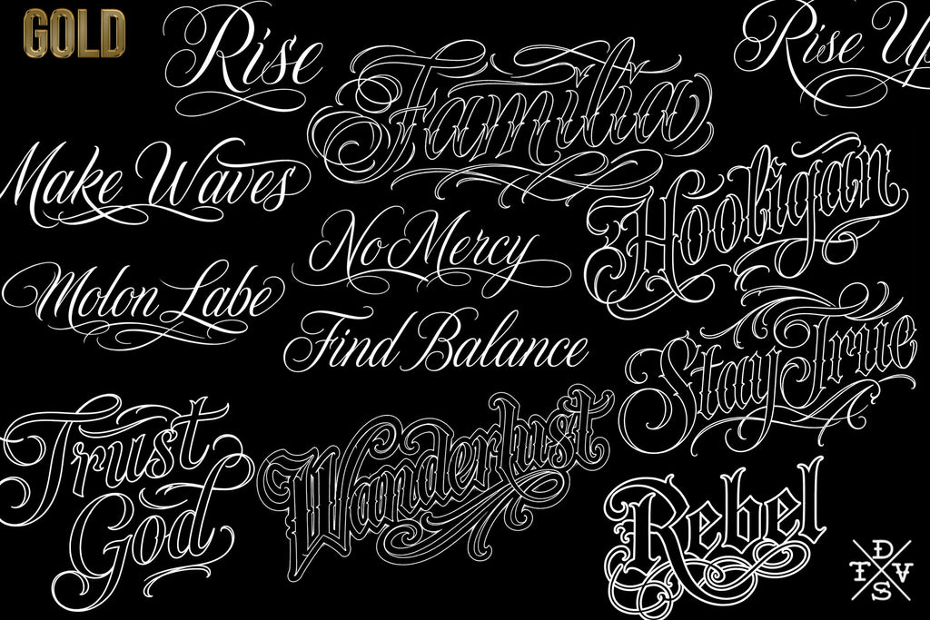 Chicano Text Designs & Lettering kit, Procreate Stamp Brushes (Digital Download)