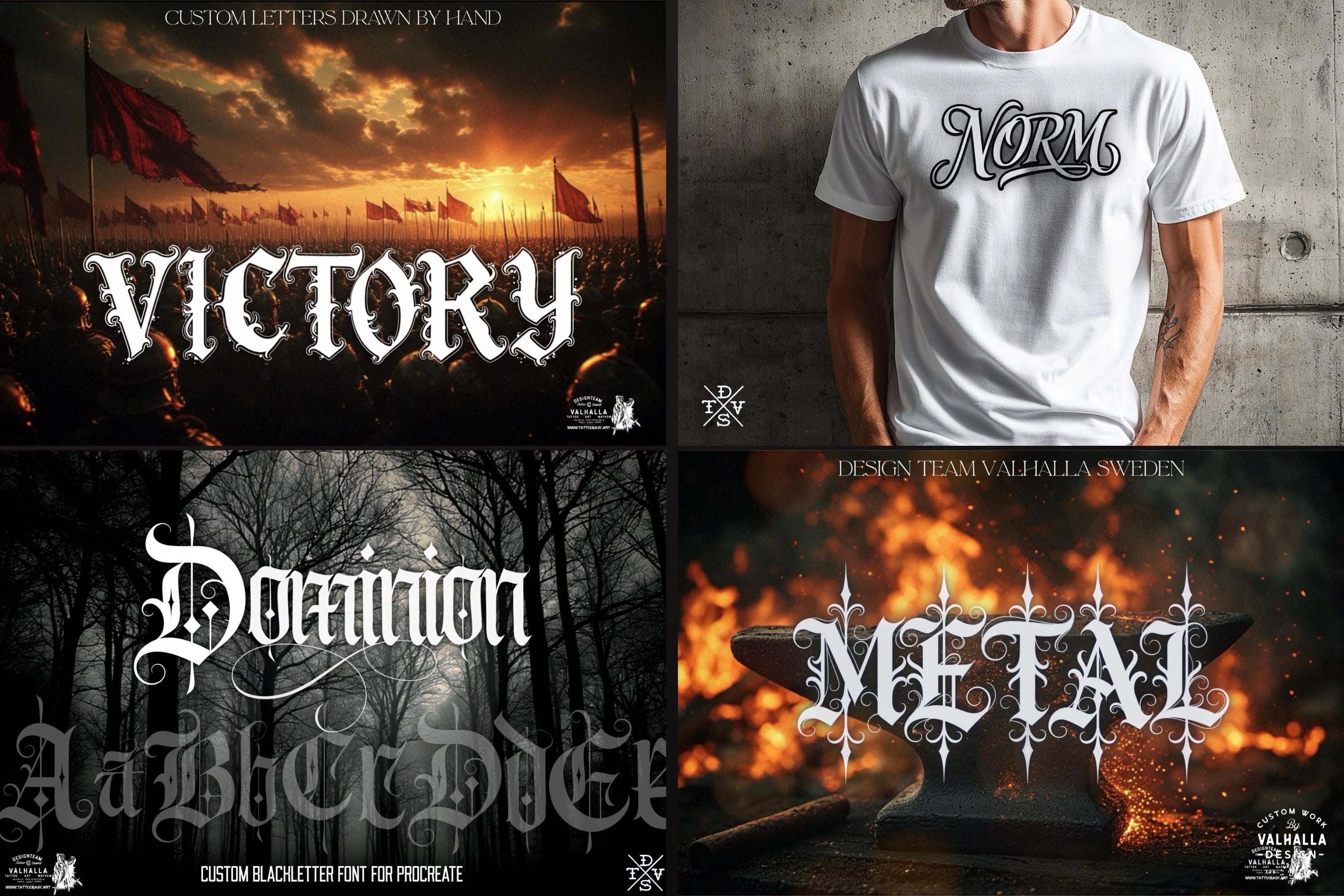 Procreate Blackletter Stamp Brush Set, Tattoo Fonts (Digital Download