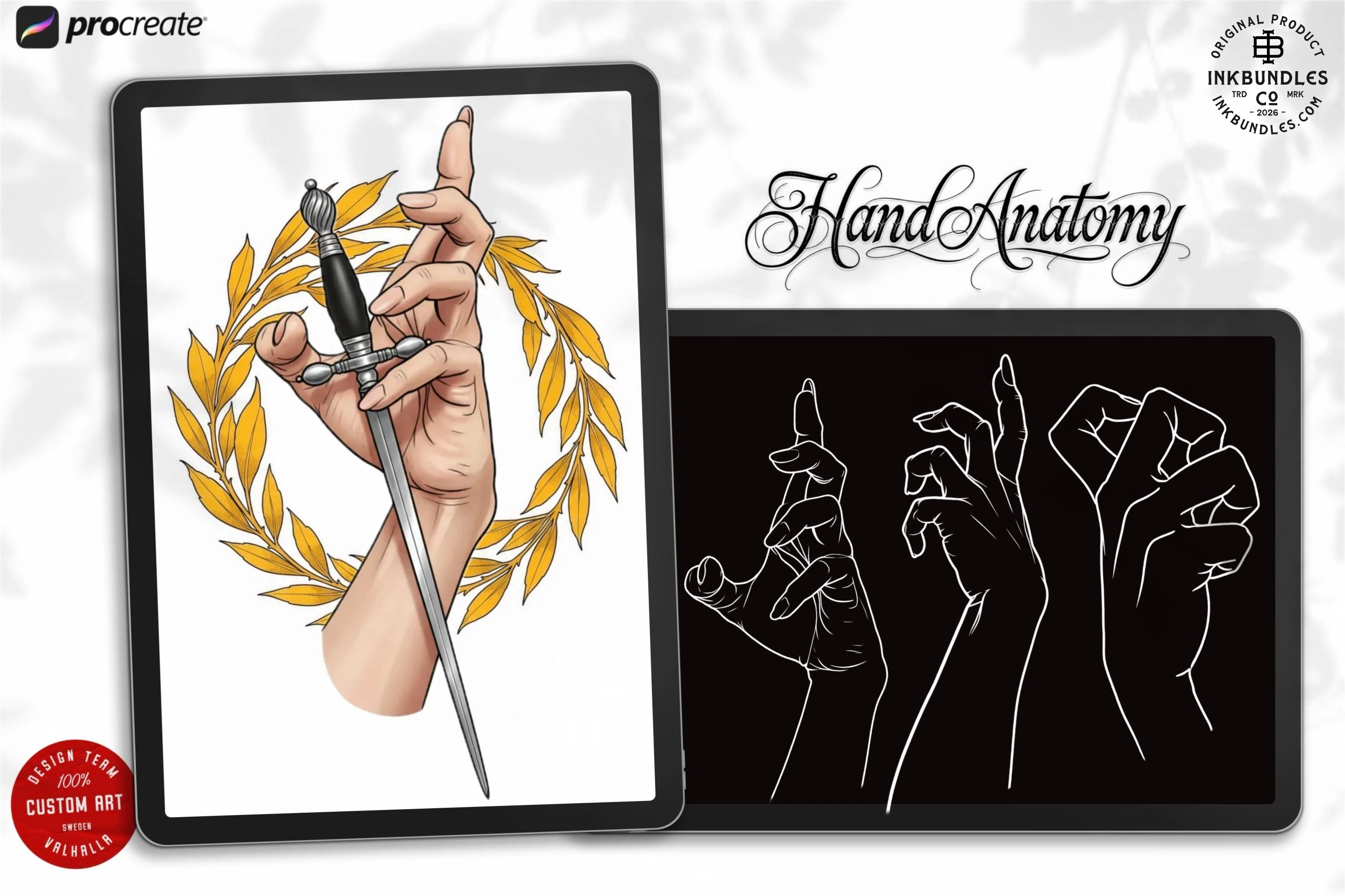 Procreate Hand Reference Stamps: 150+ Designs (Digital Download)