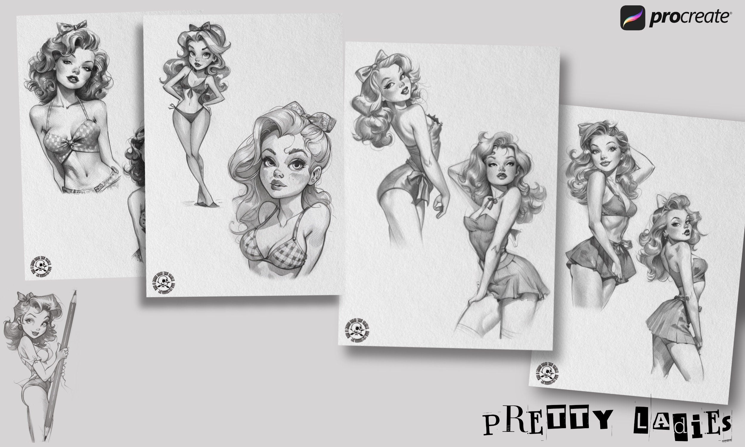 Pretty Ladies / Tattoo flash pdf book