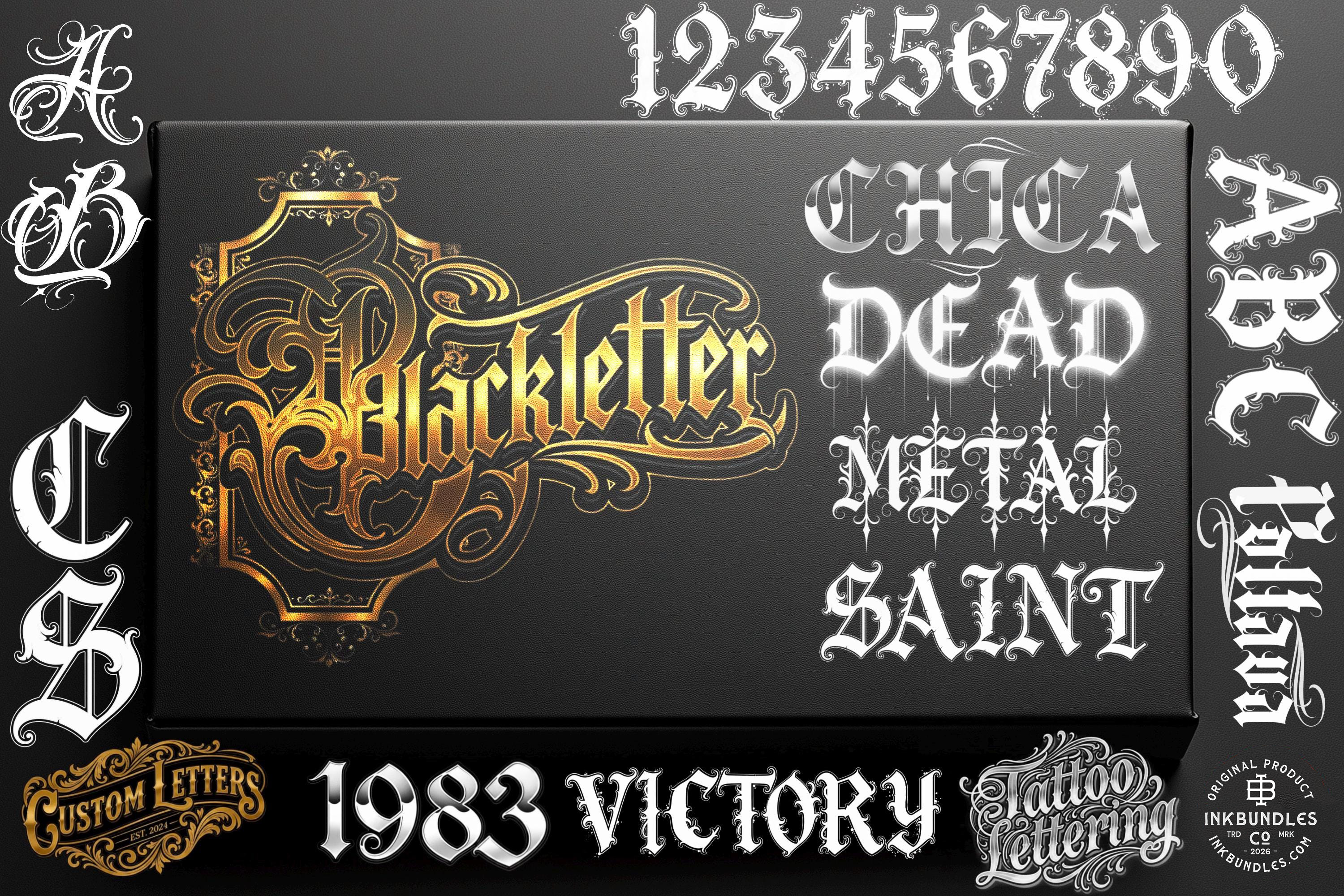 Procreate Blackletter Stamp Brush Set, Tattoo Fonts (Digital Download)