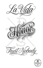 PDF, Chicano vol.1 & vol.2, Tattoo lettering art, E-book 200+ custom designs (Digital Download)