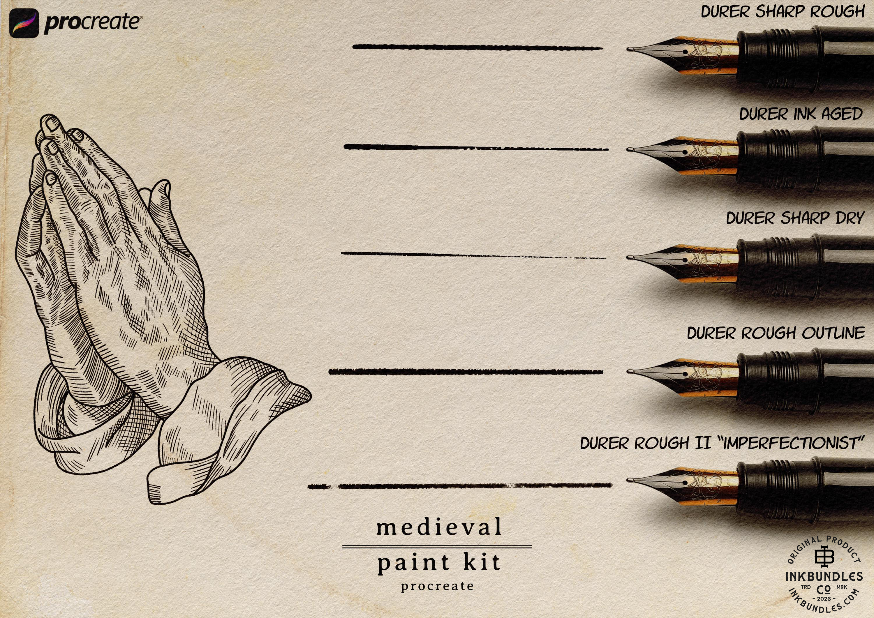 Procreate, Medieval Ink ~ 235+ custom made brushes inspired by the dark ages (Digital Download)