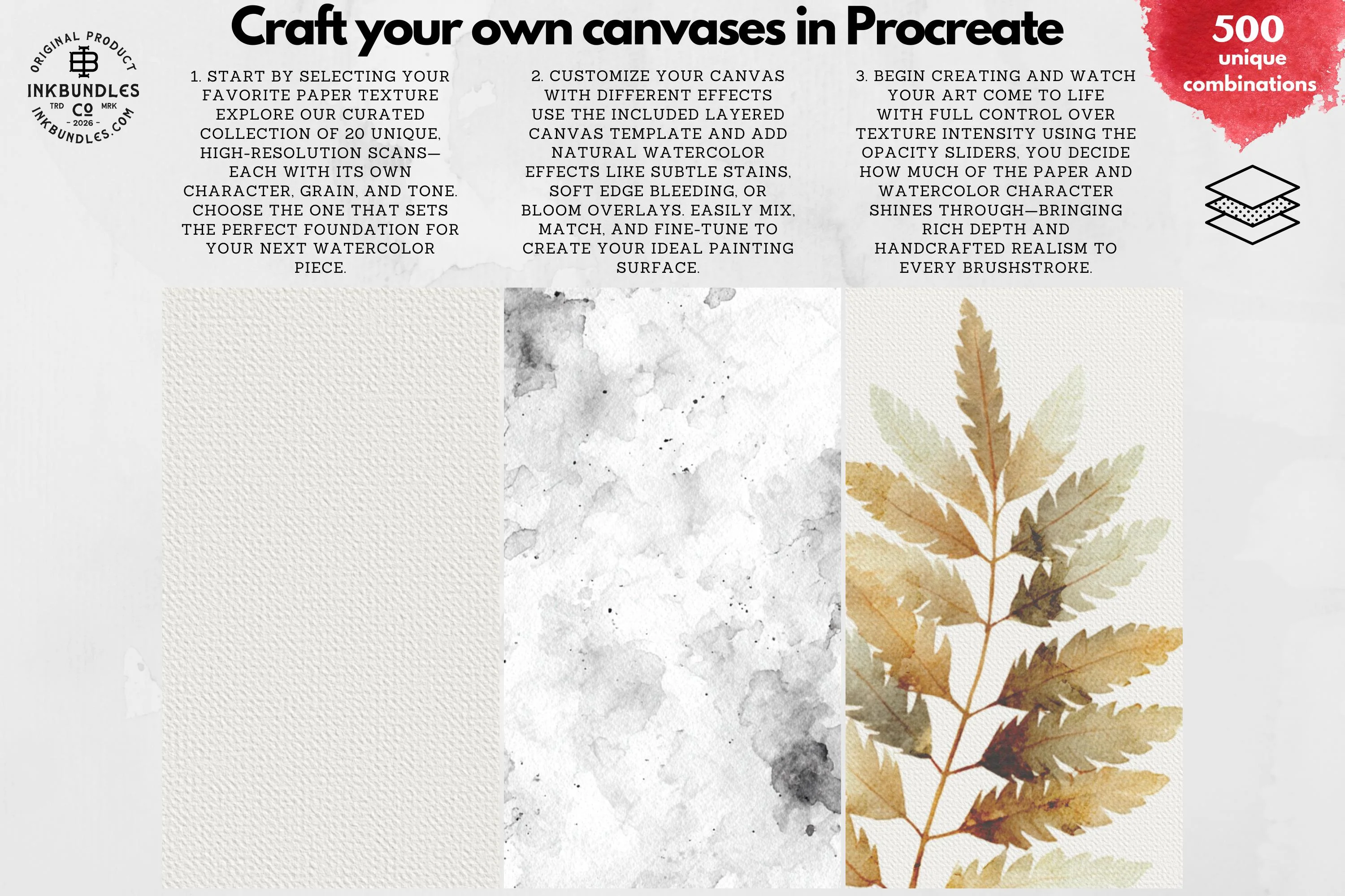 Procreate Watercolor Brush Set: AquaSoft + Studio, Realistic Canvas Textures (Digital Download)