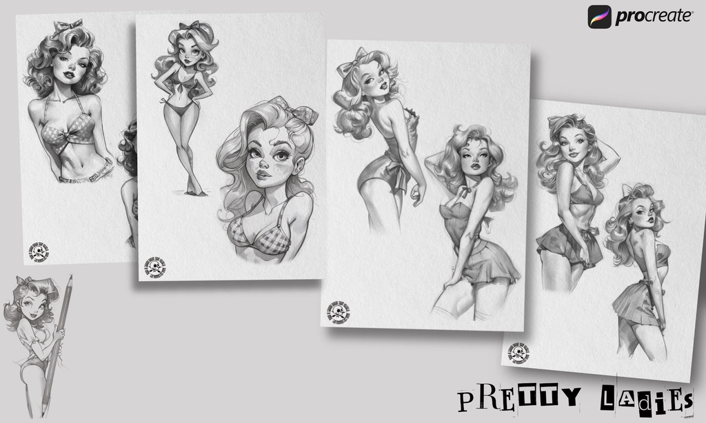 Pretty Ladies / Tattoo flash PDF book (Digital Download)