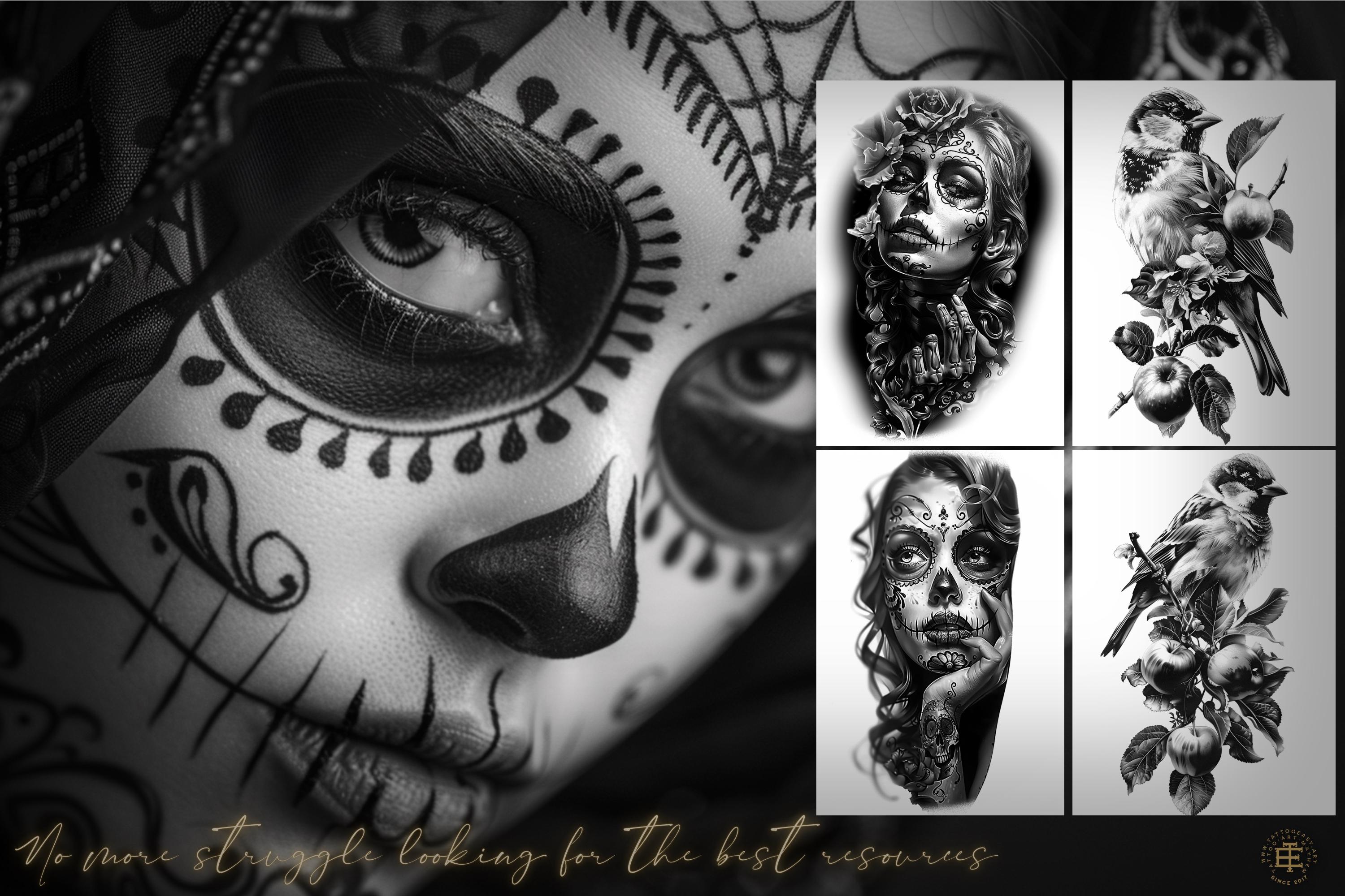 3000+ Black & Grey Realism Tattoo Designs Procreate Stamps, PNG, SVG