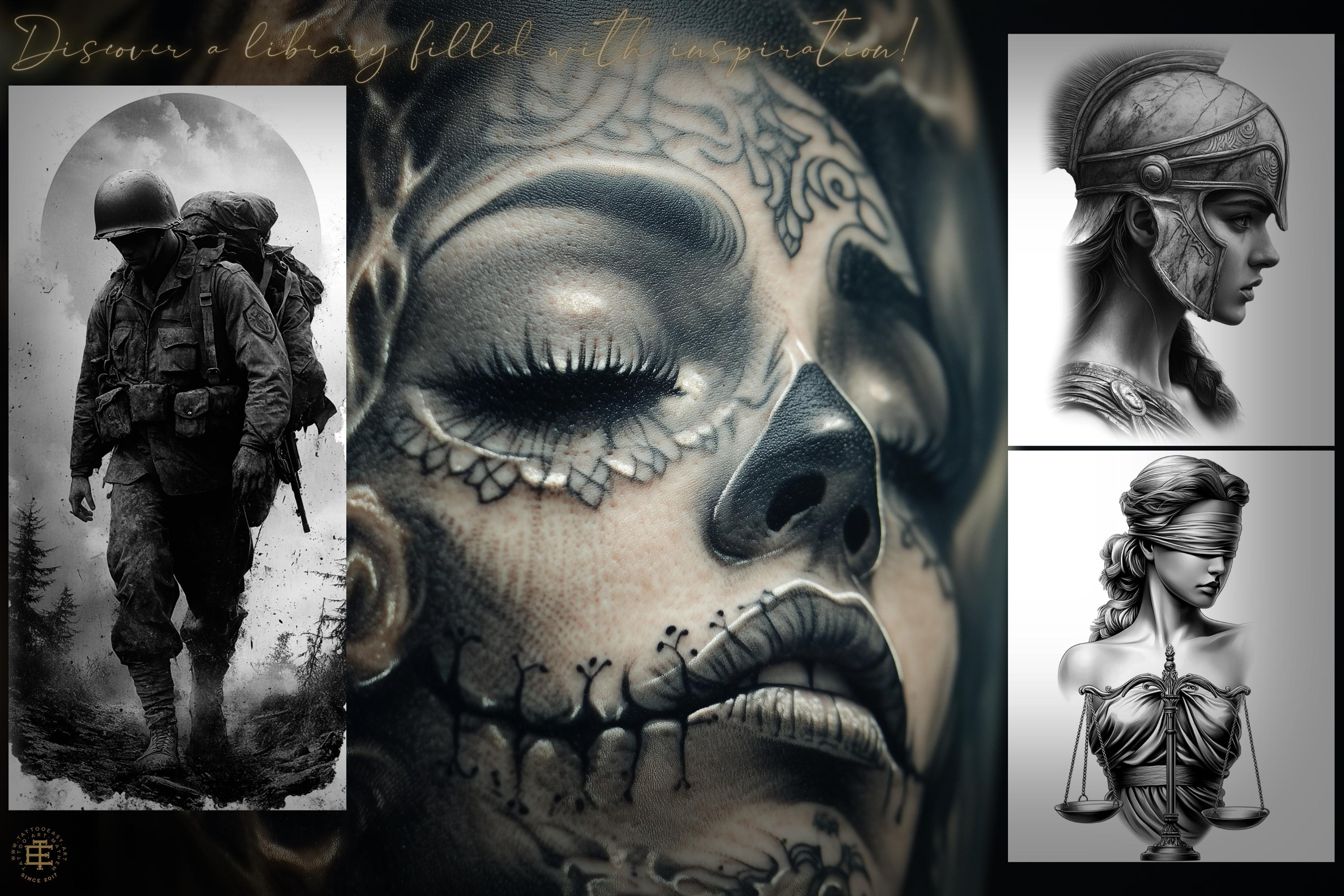 3000+ Black & Grey Realism Tattoo Designs Procreate Stamps, PNG, SVG