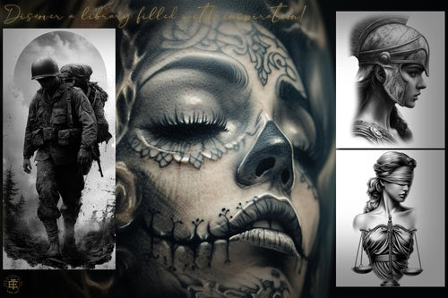 3000+ Black & Grey Realism Tattoo Designs Procreate Stamps, PNG, SVG