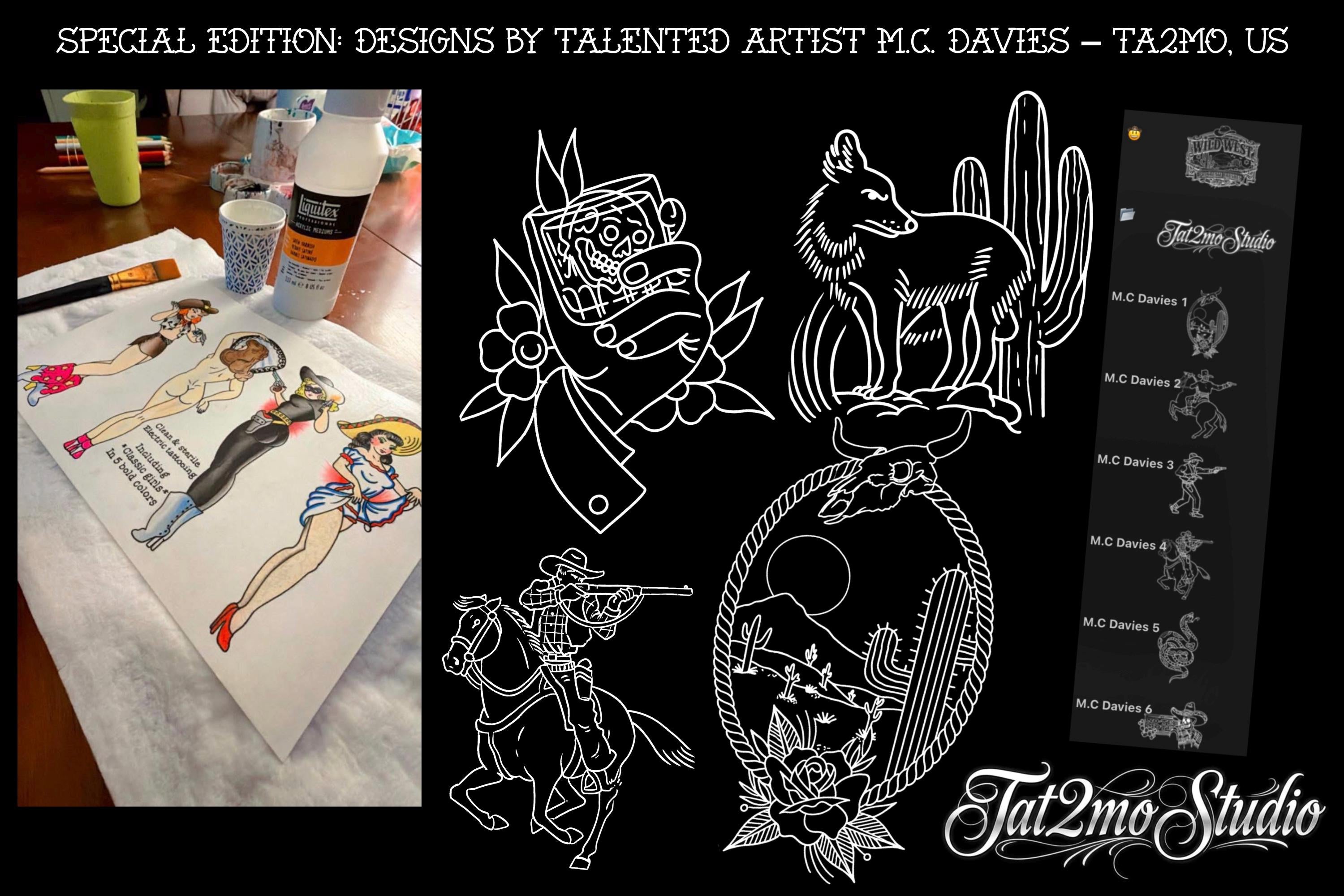 Procreate Tattoo Stamp Brushes, The Wild West (200 Designs)