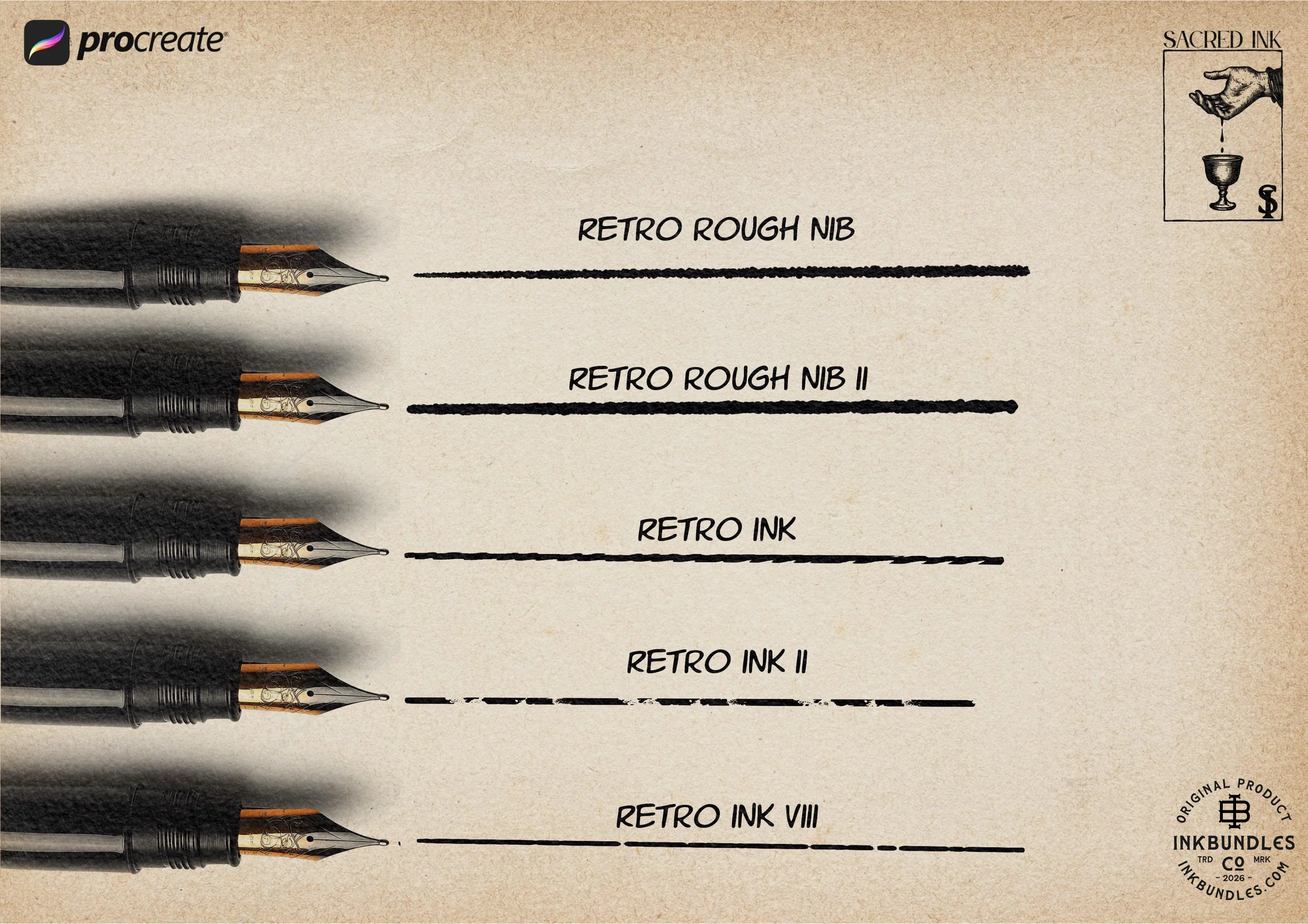 Medieval Ink Procreate Brushes: Old World Woodcut & Engraving Textures (200+ Custom Brushes) - (Digital Download)