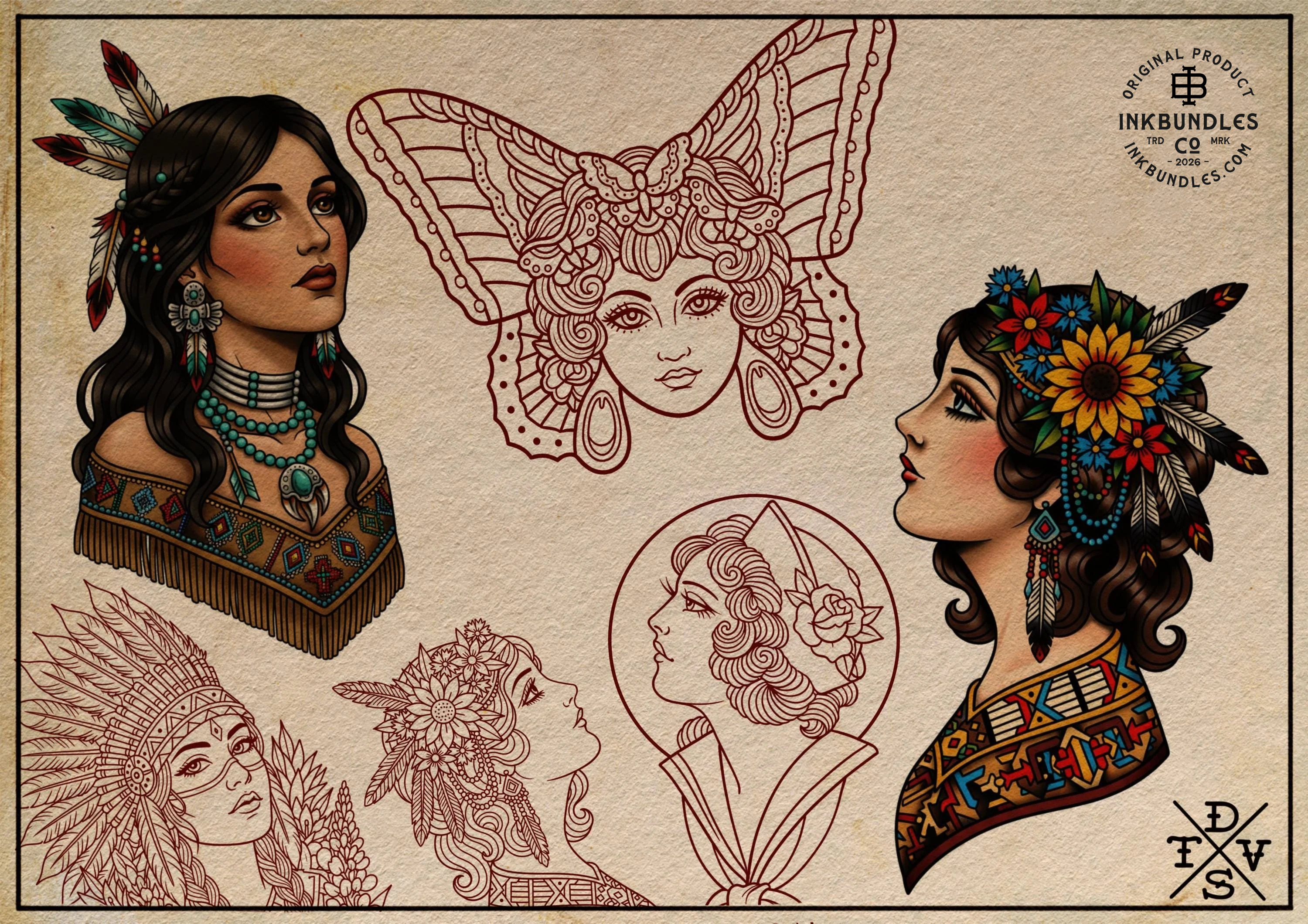 The Traditional Tattoo Artist - 1600+, Procreate & PNG custom made creative design kit! (Digital Download)