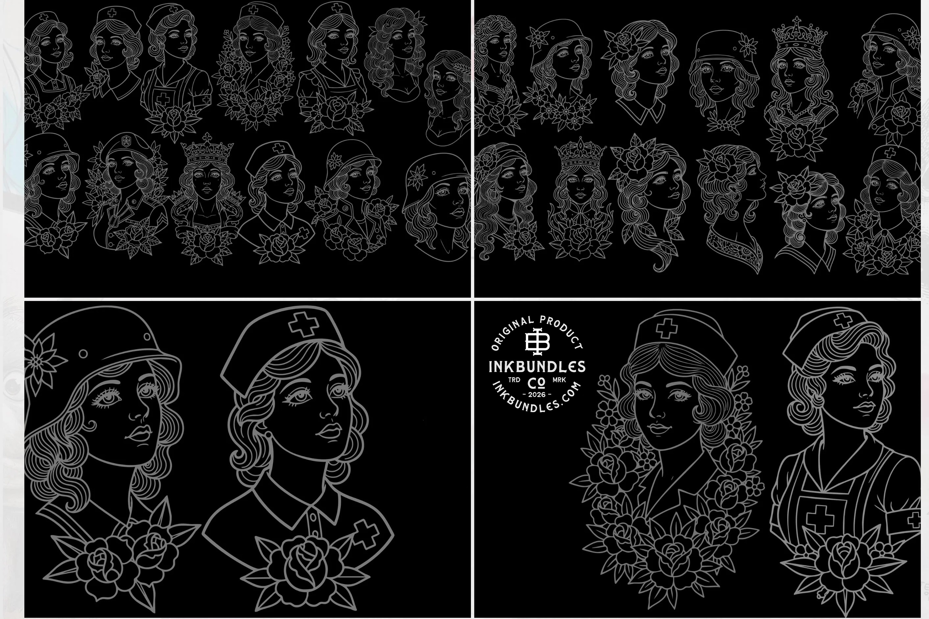 The Traditional Tattoo Artist 2 - 1000+ files, PNG, SVG & EPS Procreate/Photoshop Stencils (Digital Download)