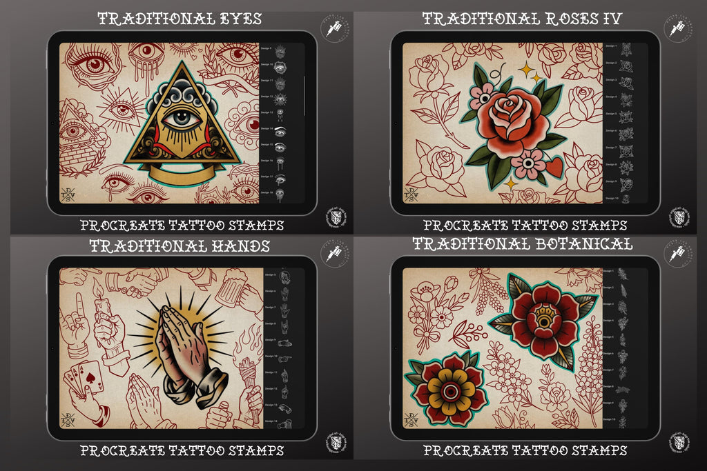 Traditional Tattoo Art vol.3 - custom art, digital download Procreate Stencils