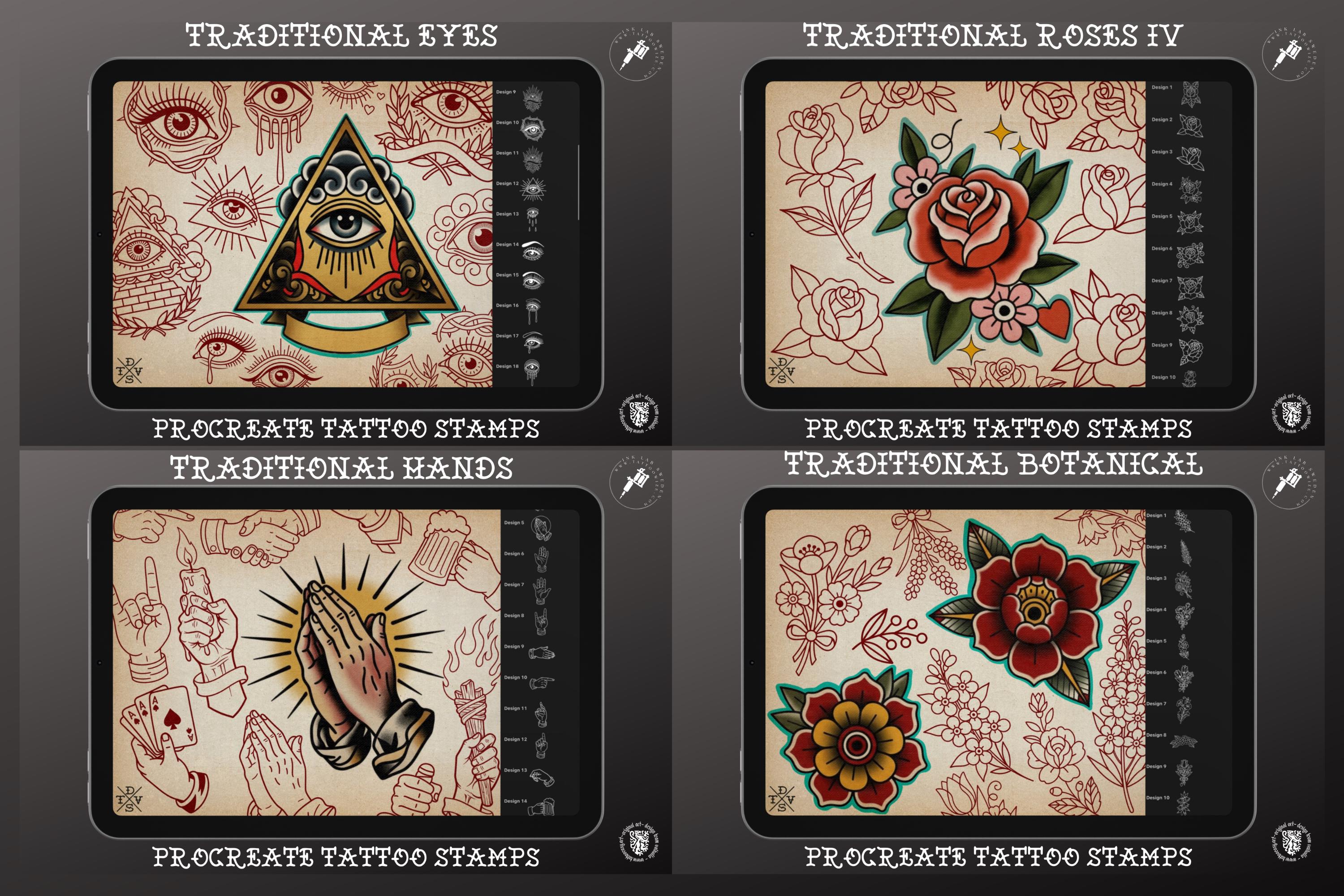 Traditional Tattoo Art vol.3 - custom art, digital download Procreate Stencils