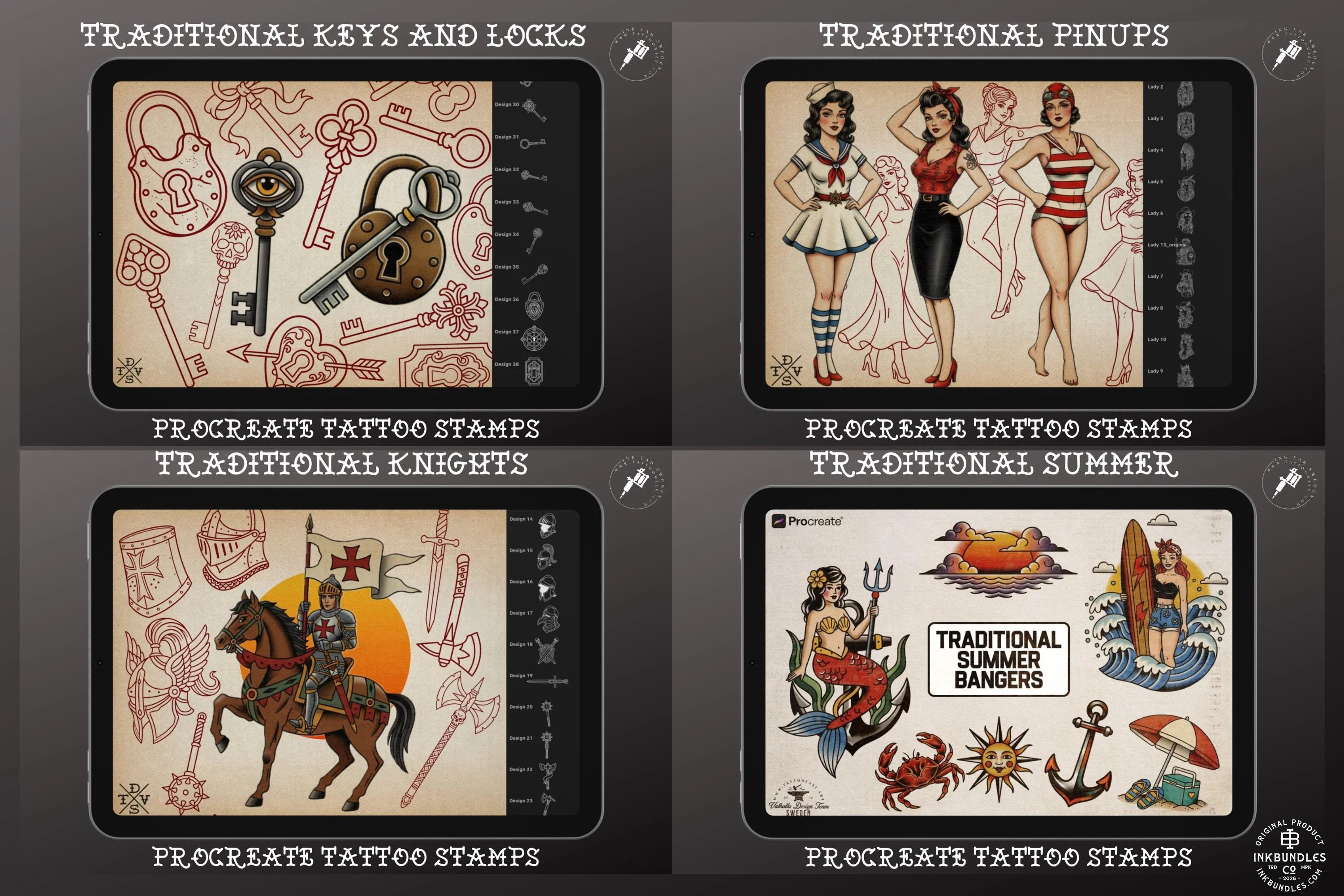 Traditional Tattoo Art vol.3 - custom art, Procreate Stencils (Digital Download)