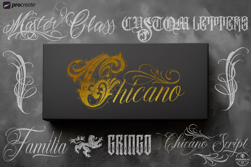 Procreate, The Chicano Lettering kit XL, 600+, Original art (Digital Download)