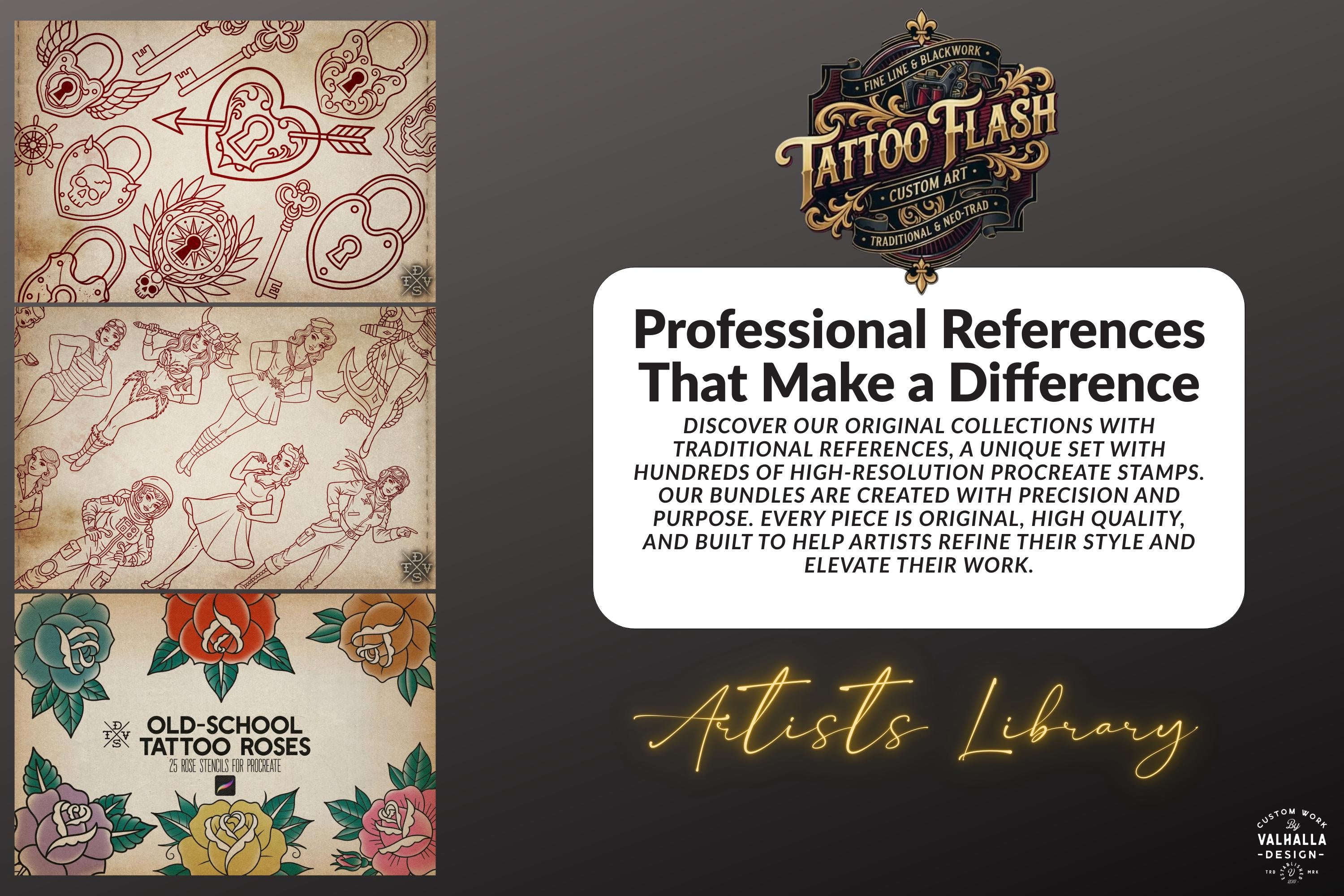 Traditional Tattoo Art vol.3 - custom art, digital download Procreate Stencils