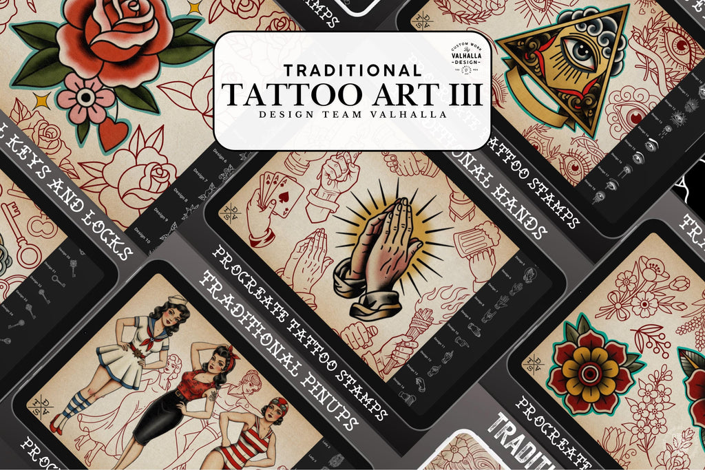 Traditional Tattoo Art vol.3 - custom art, digital download Procreate Stencils