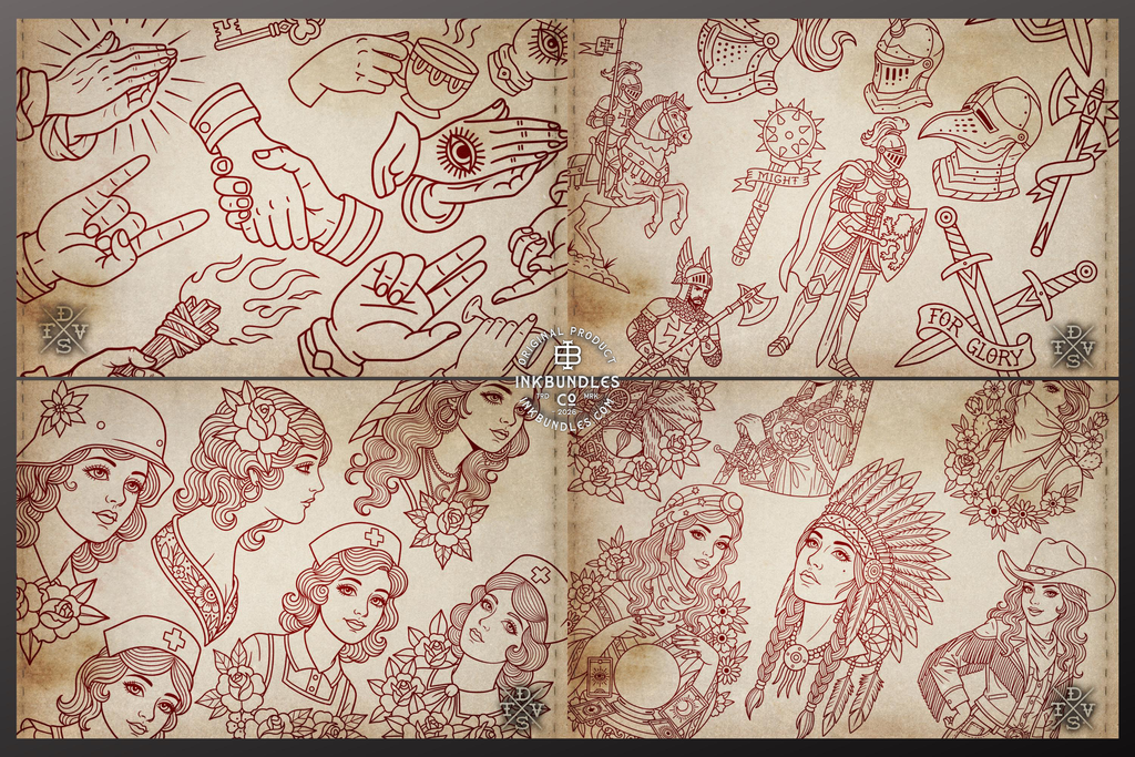 Traditional Tattoo Art vol.3 - custom art, Procreate Stencils (Digital Download)