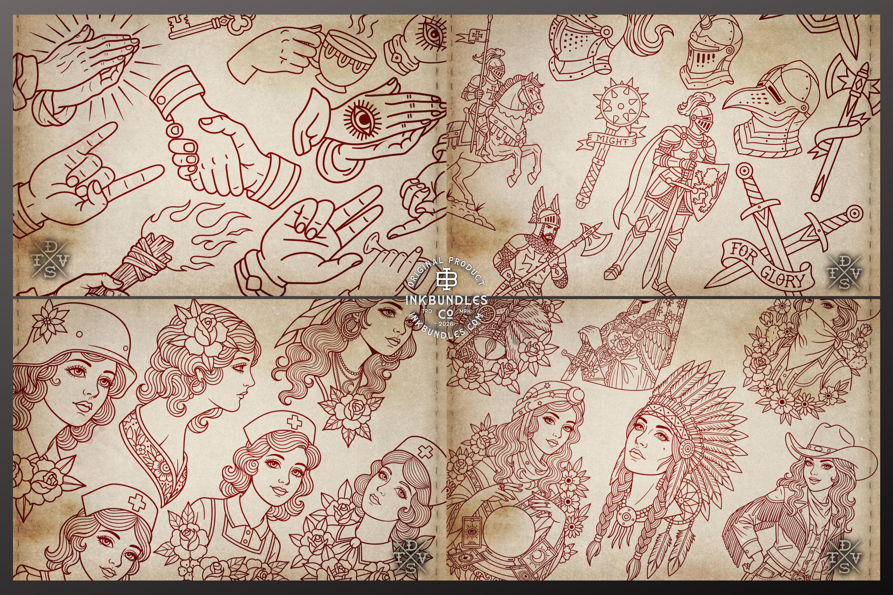 Traditional Tattoo Art vol.3 - custom art, Procreate Stencils (Digital Download)
