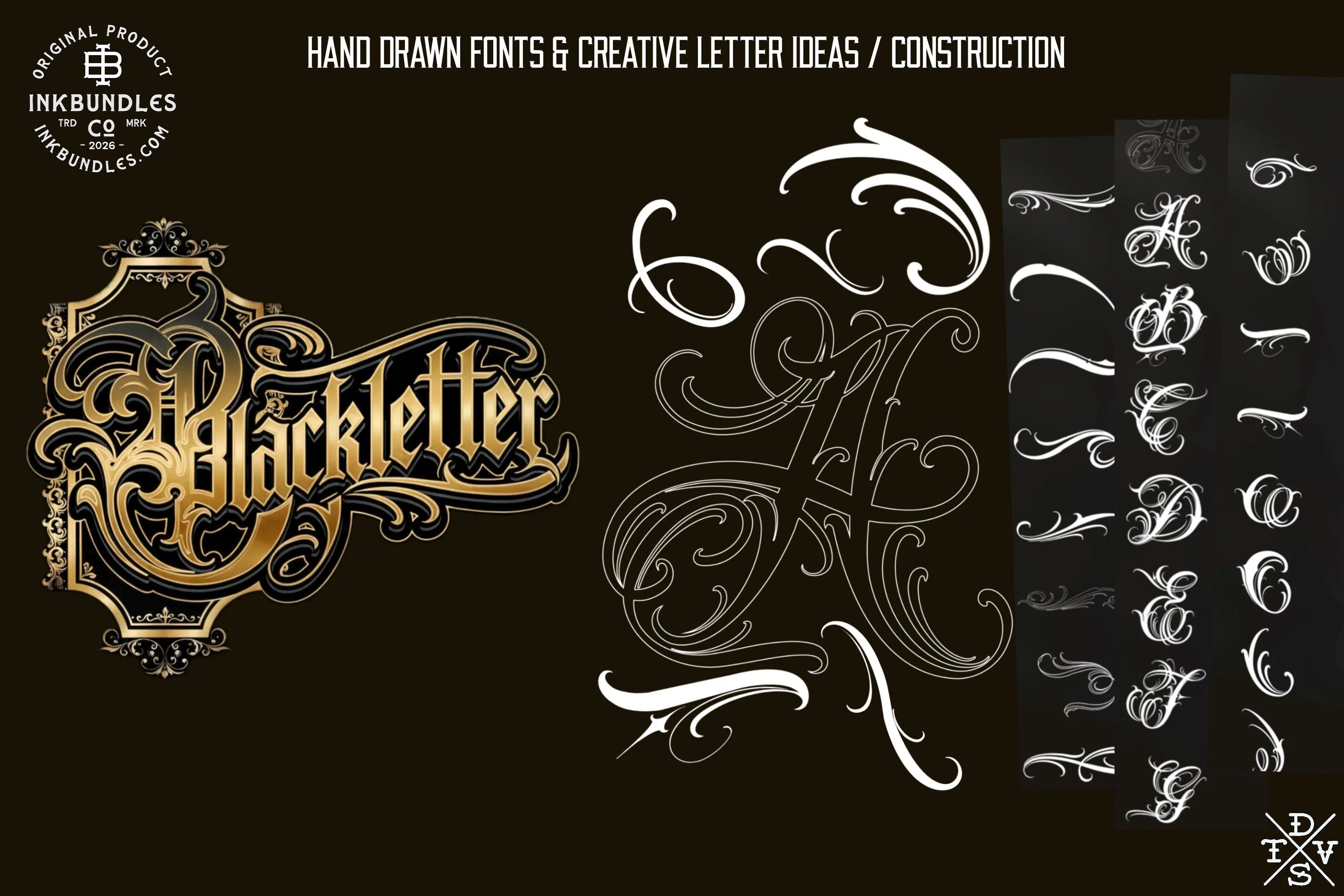 Procreate Blackletter Stamp Brush Set, Tattoo Fonts (Digital Download)
