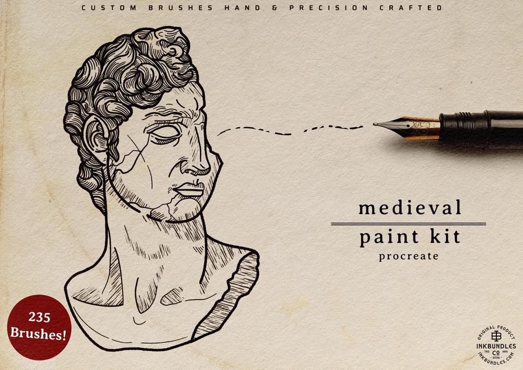Procreate, Medieval Ink ~ 235+ custom made brushes inspired by the dark ages (Digital Download)