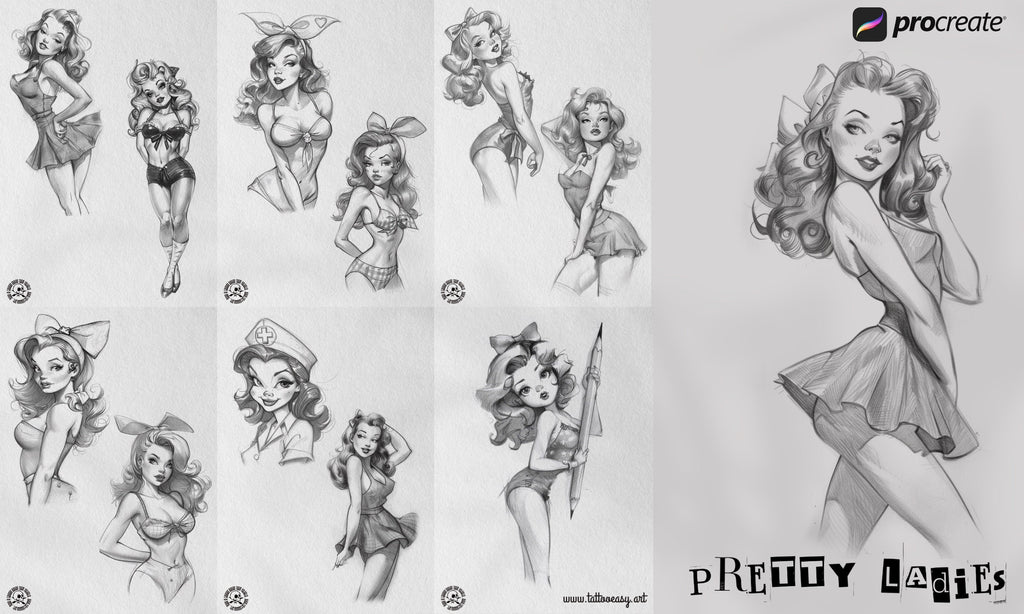 Pretty Ladies / Tattoo flash pdf book