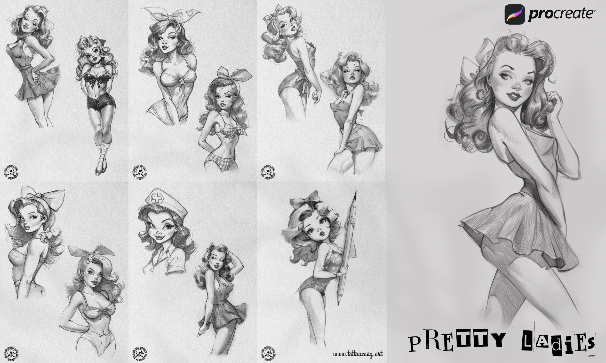 Pretty Ladies / Tattoo flash pdf book