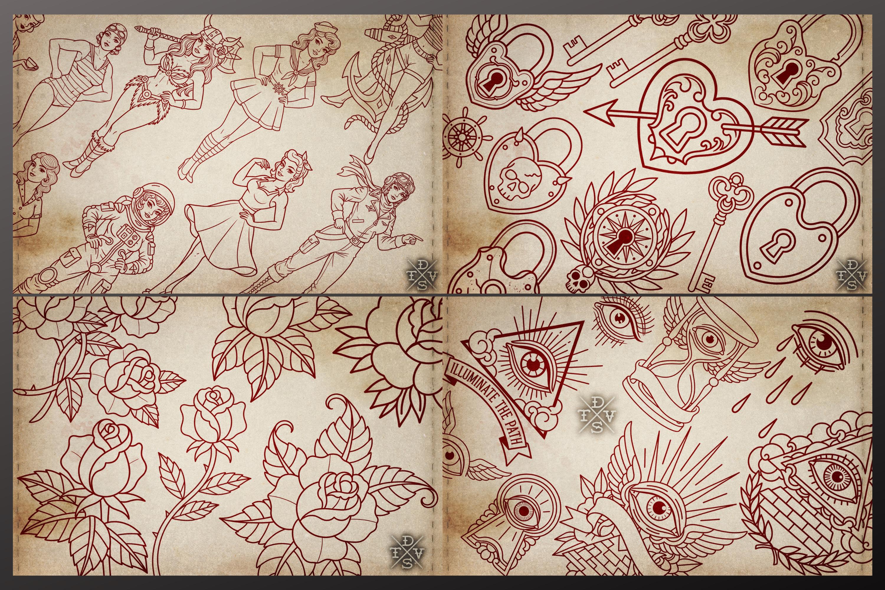 Traditional Tattoo Art vol.3 - custom art, digital download Procreate Stencils