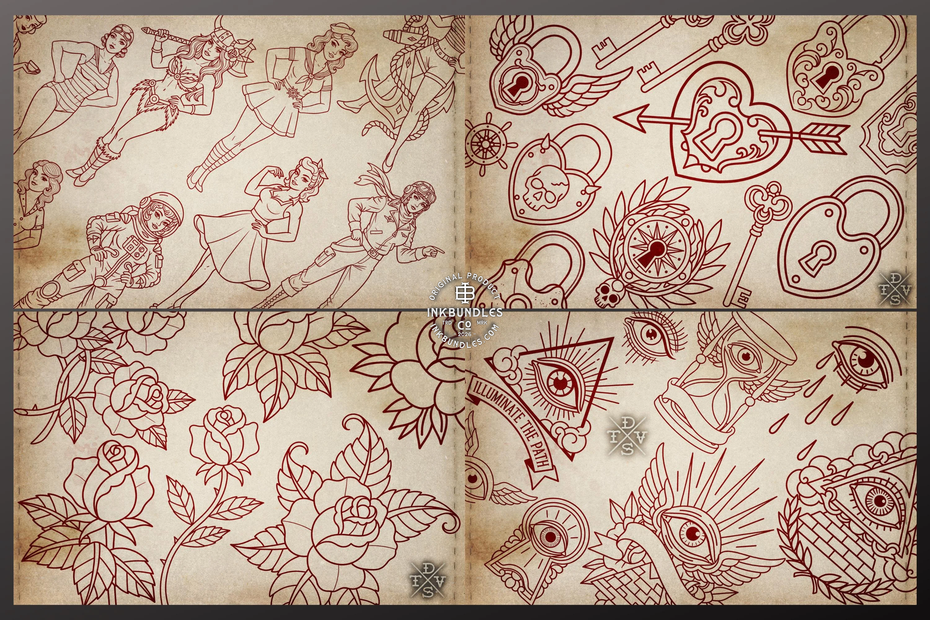 Traditional Tattoo Art vol.3 - custom art, Procreate Stencils (Digital Download)
