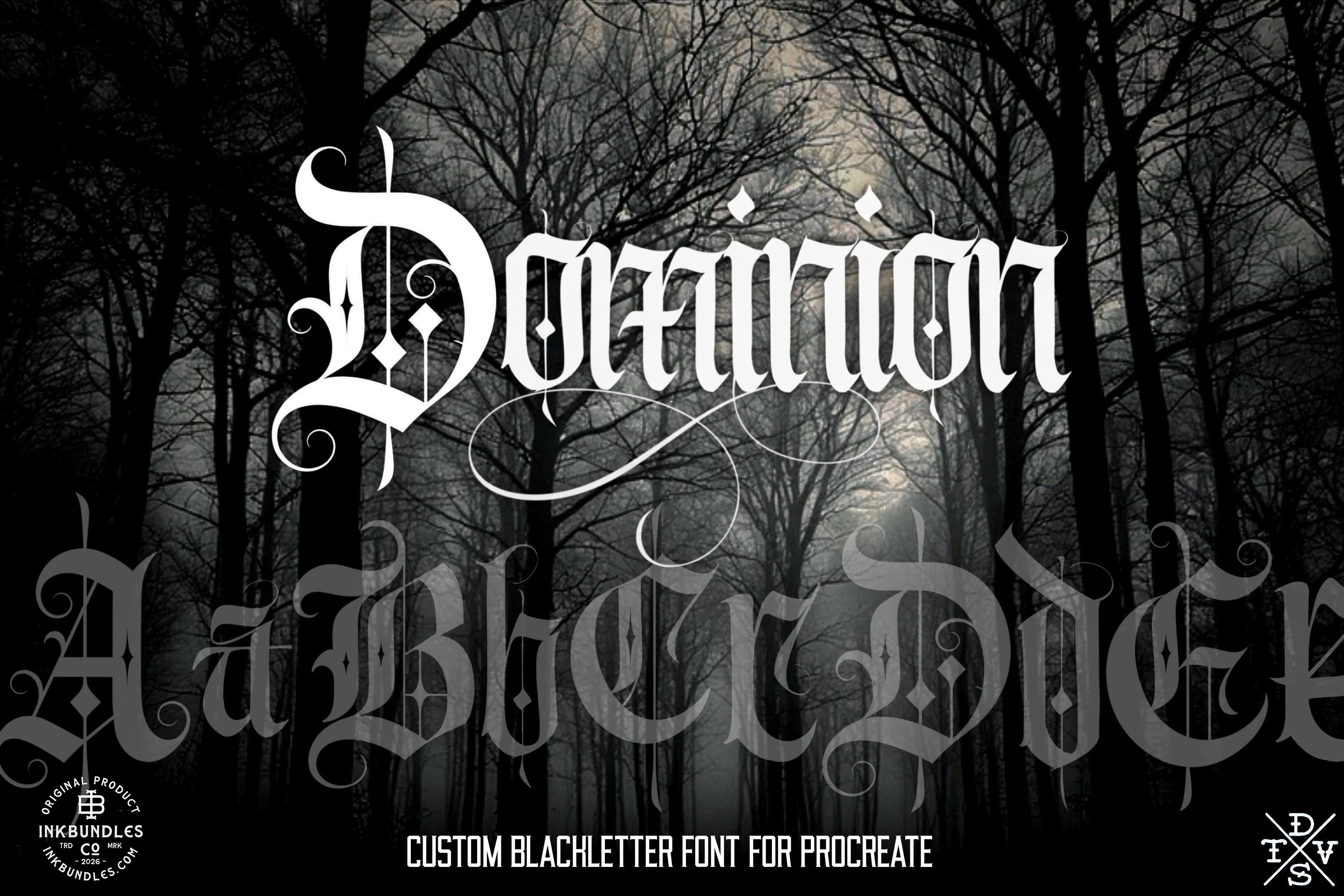 Procreate Blackletter Stamp Brush Set, Tattoo Fonts (Digital Download)