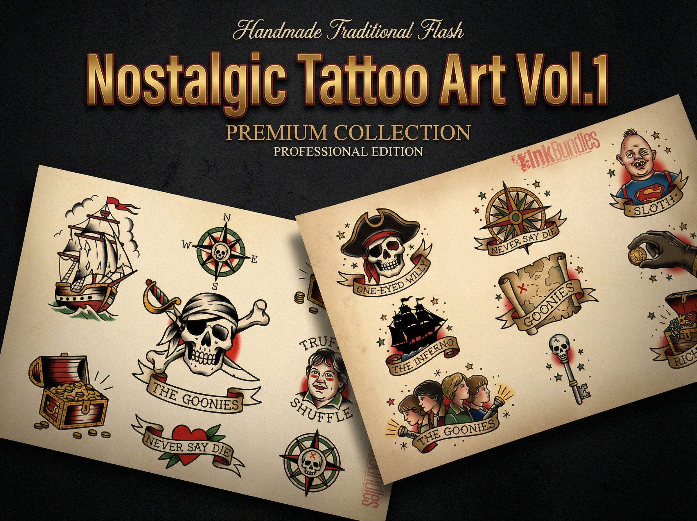 Tattoo flash art, Nostalgic design collection ( digital download ) Never say die!