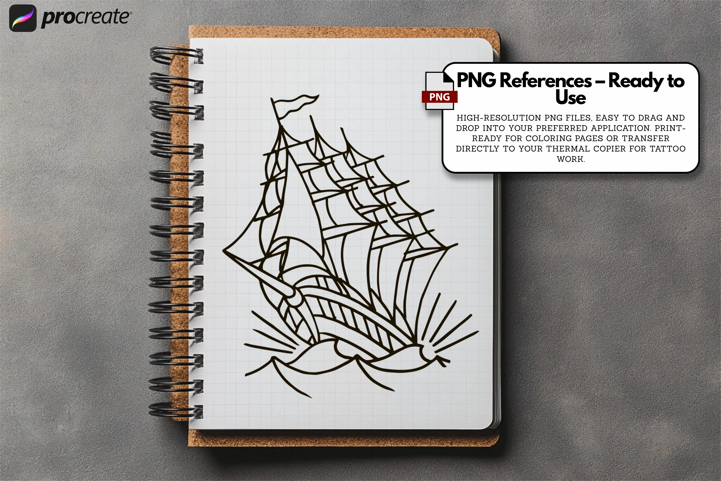 Procreate, Ship Ahoy! 100+ tattos, outlined tattoo ideas, hand drawn art