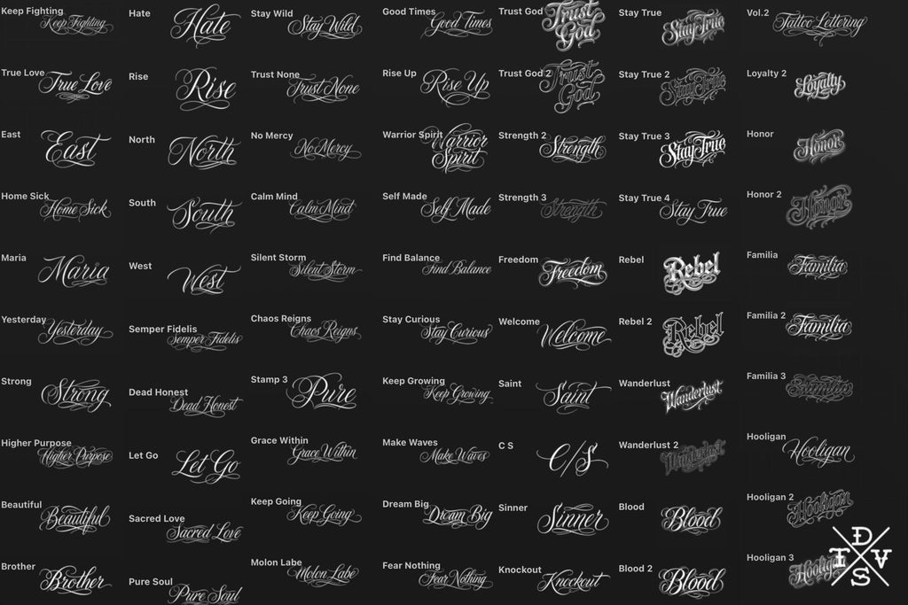 Chicano Text Designs & Lettering kit, Procreate Stamp Brushes (Digital Download)