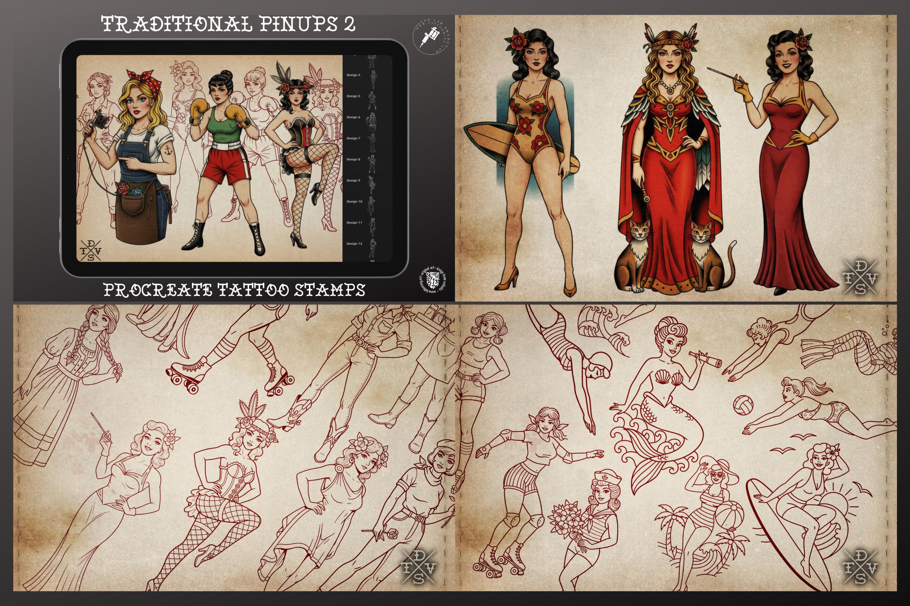 Traditional Tattoo Art vol.3 - custom art, digital download Procreate Stencils